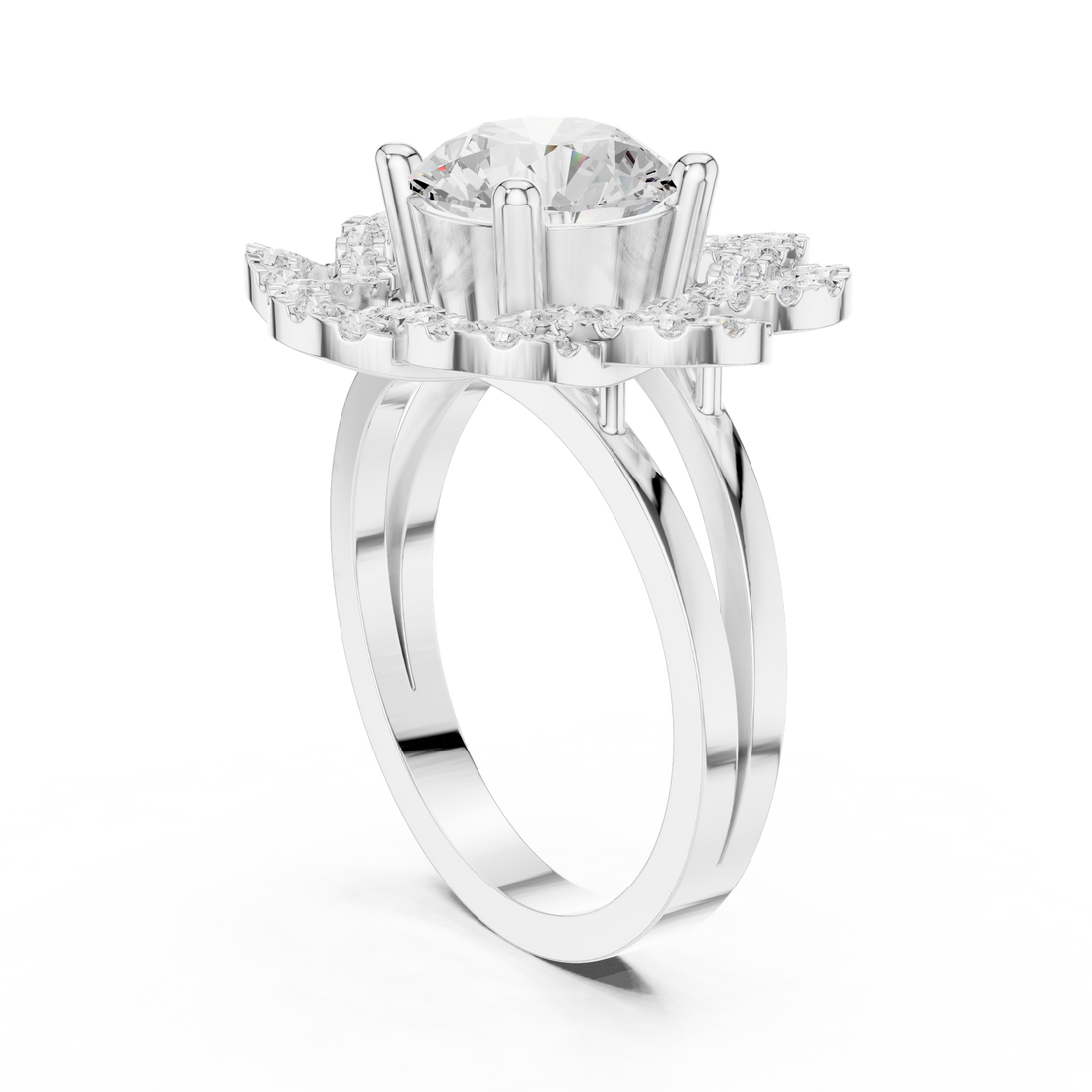 Floral Halo Lab-Grown Diamond Ring in Rose Gold | Kiashaa Jewellery
