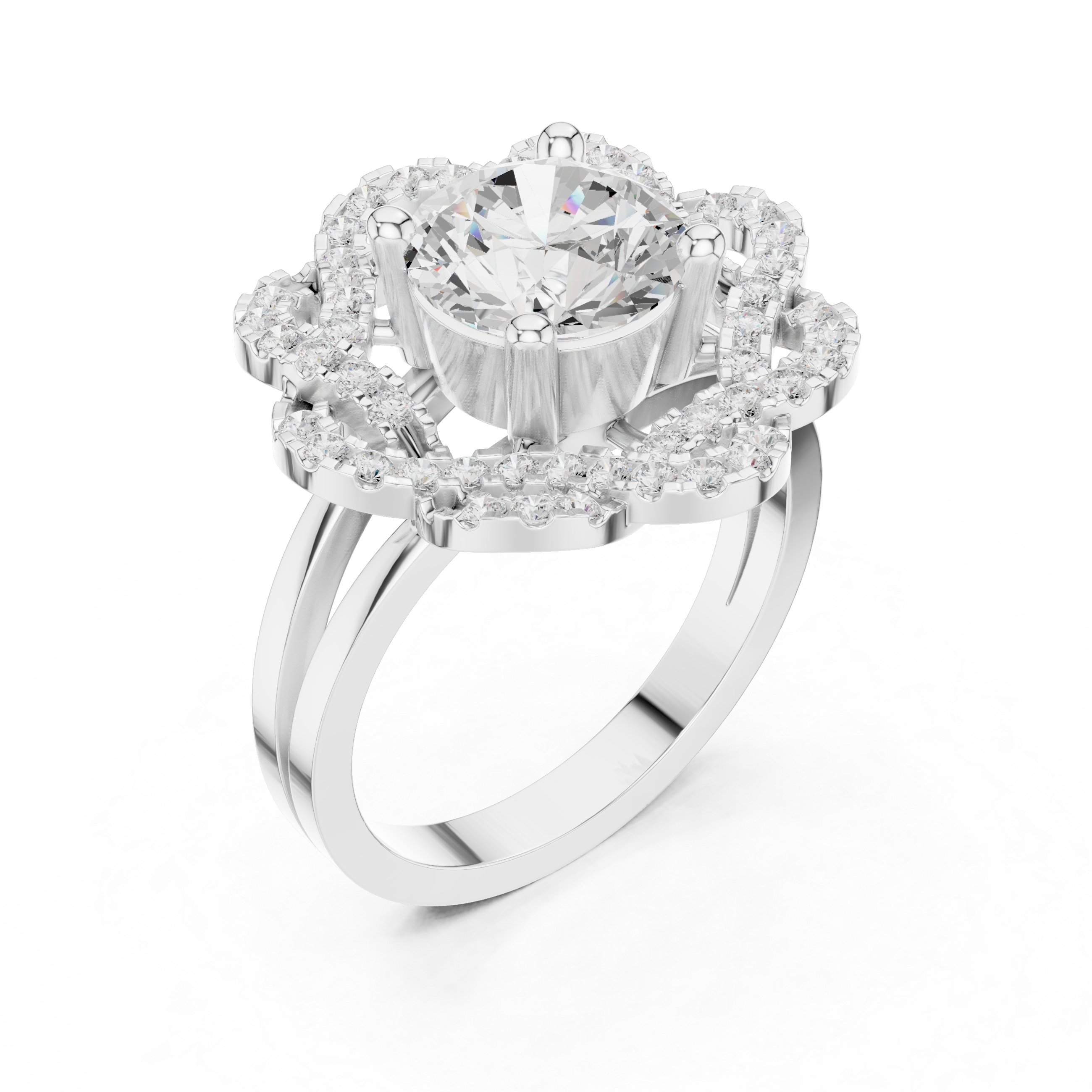 Floral Halo Lab-Grown Diamond Ring in Rose Gold | Kiashaa Jewellery