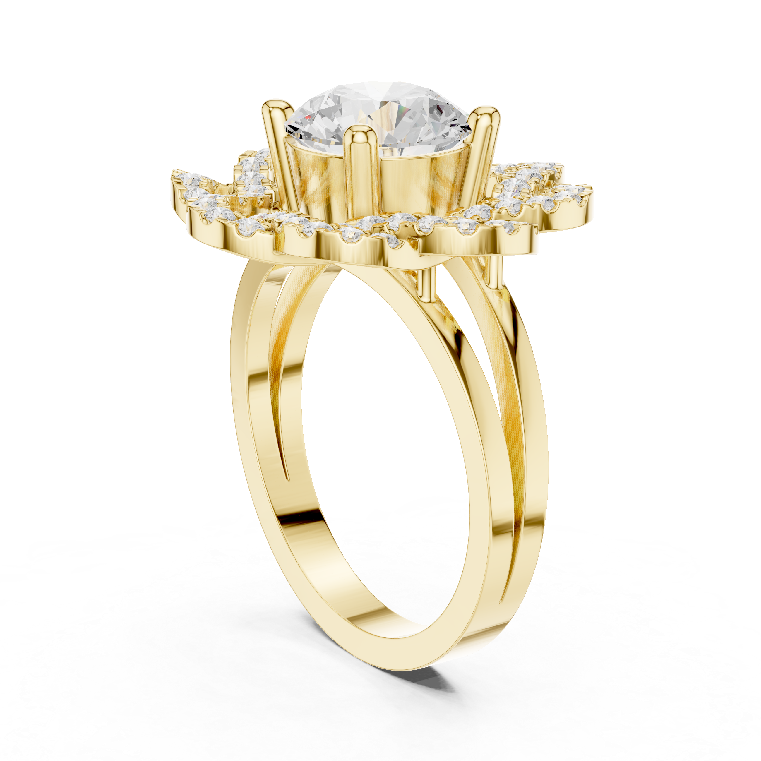 Floral Halo Lab-Grown Diamond Ring in Rose Gold | Kiashaa Jewellery