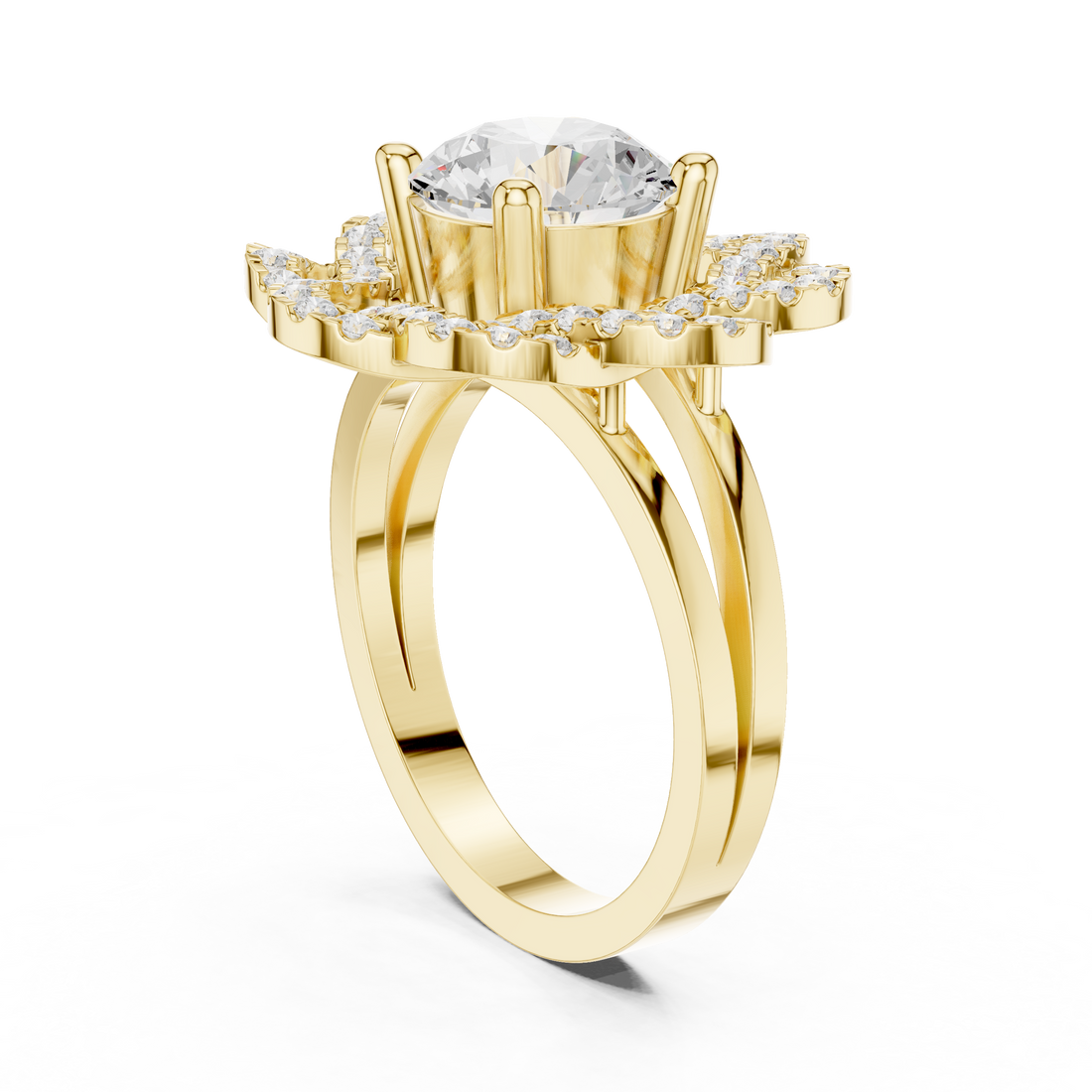Floral Halo Lab-Grown Diamond Ring in Rose Gold | Kiashaa Jewellery