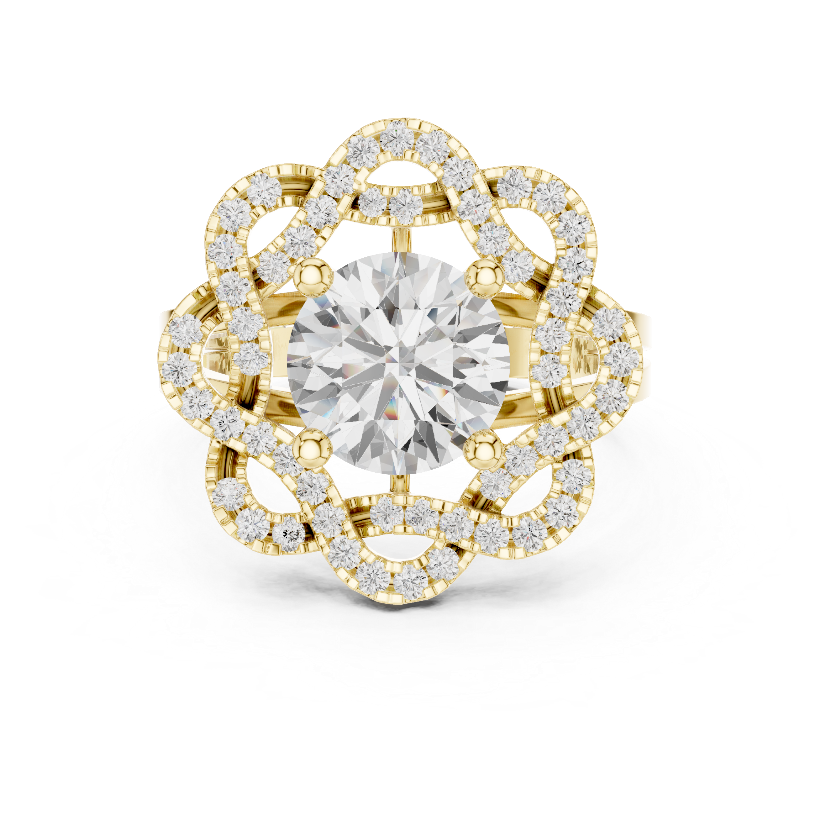 Floral Halo Lab-Grown Diamond Ring in Rose Gold | Kiashaa Jewellery