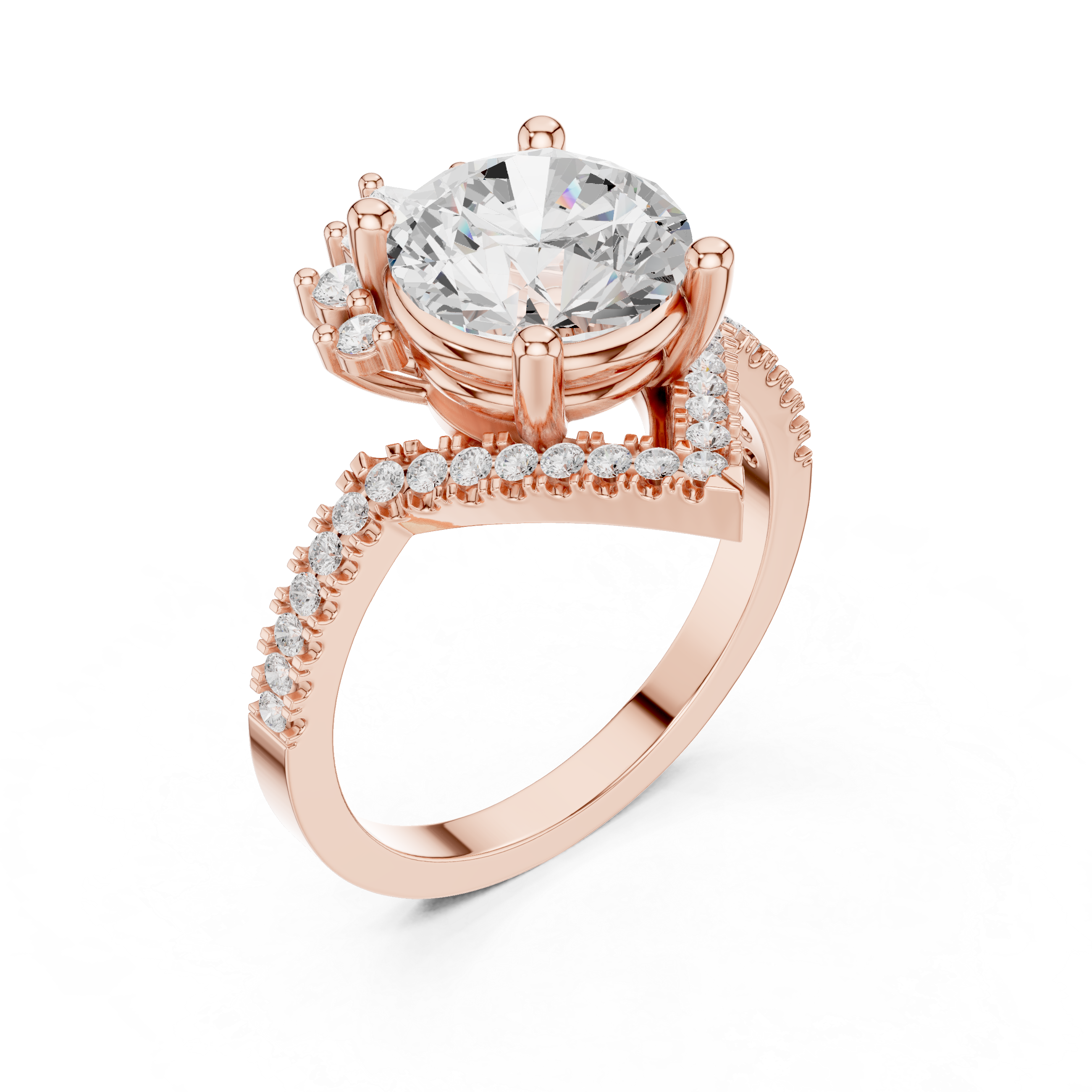 Elegant Halo Lab-Grown Diamond Engagement Ring in 14K & 18K Gold