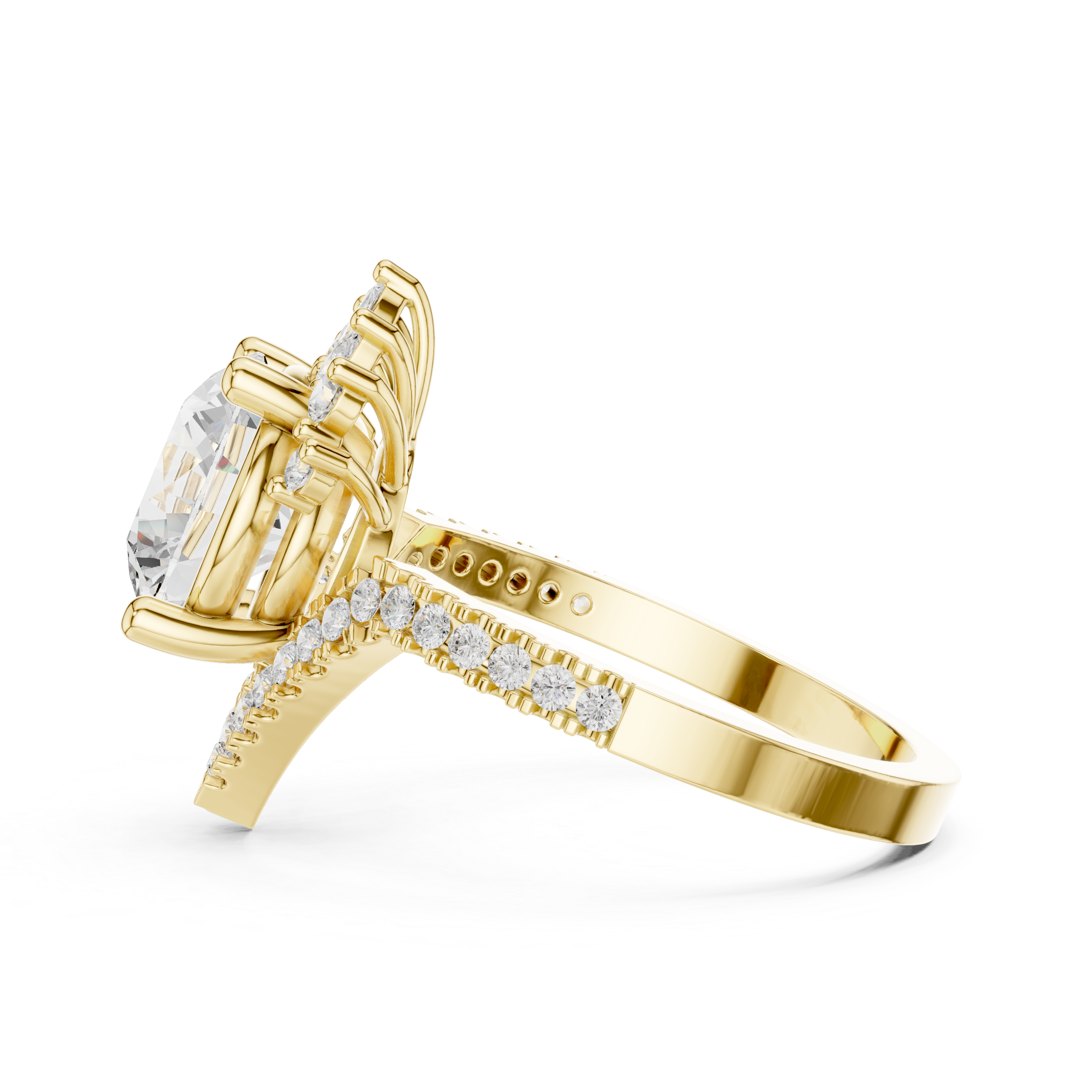Elegant Halo Lab-Grown Diamond Engagement Ring in 14K & 18K Gold