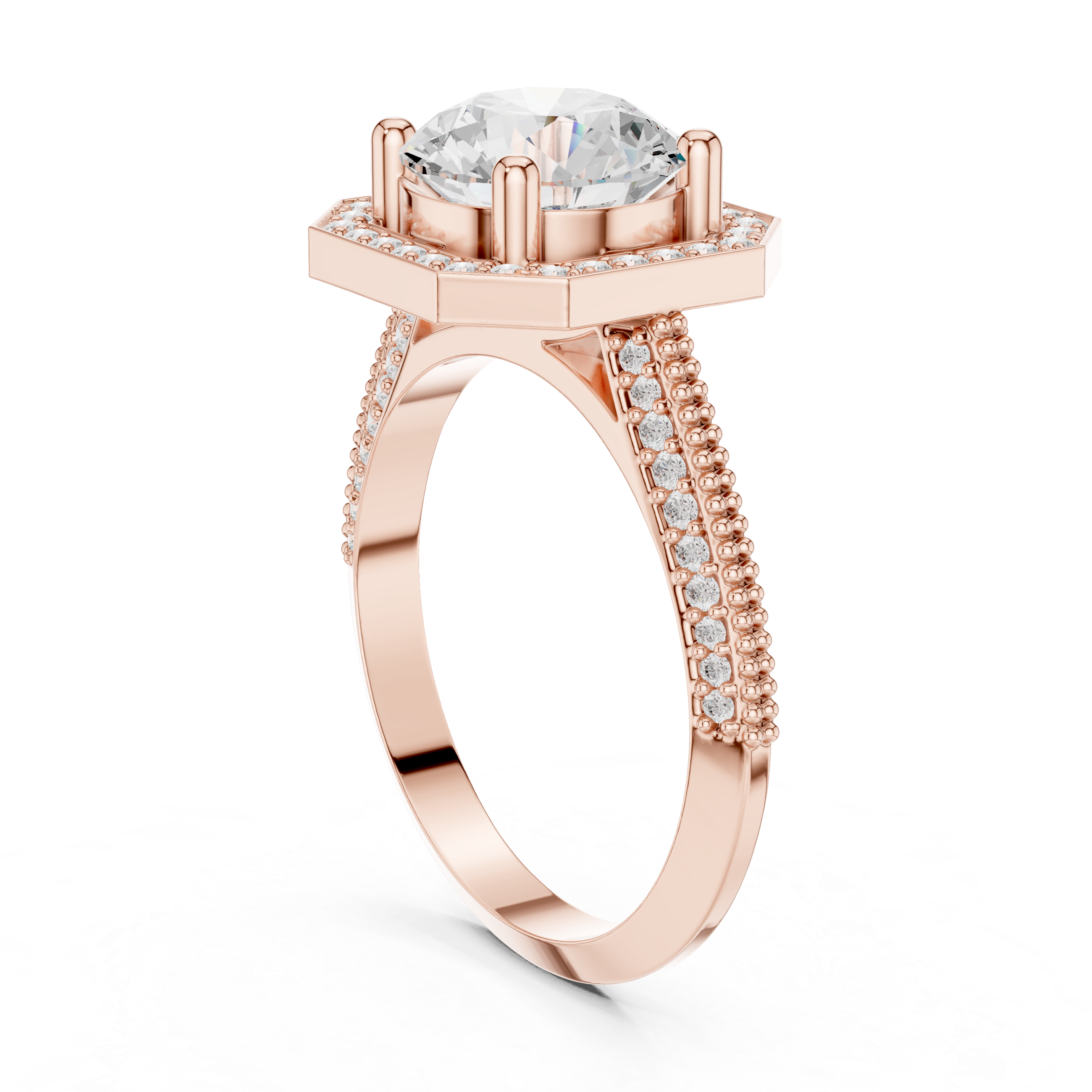 Hexagon Halo Lab-Grown Diamond Engagement Ring in Rose Gold – Kiashaa Jewellery