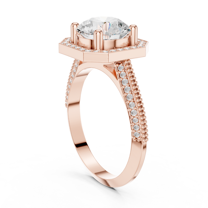 Hexagon Halo Lab-Grown Diamond Engagement Ring in Rose Gold – Kiashaa Jewellery