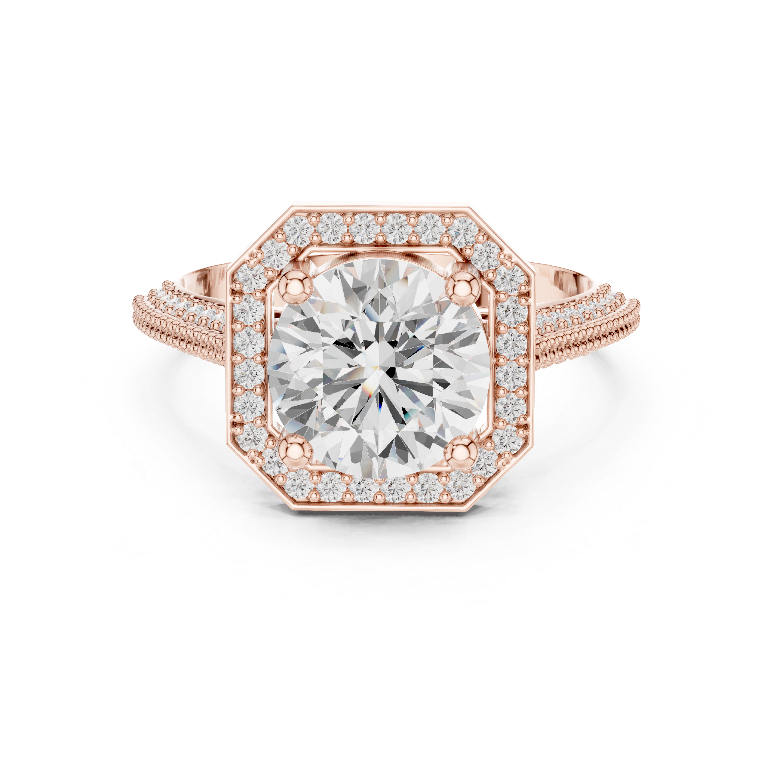 Hexagon Halo Lab-Grown Diamond Engagement Ring in Rose Gold – Kiashaa Jewellery