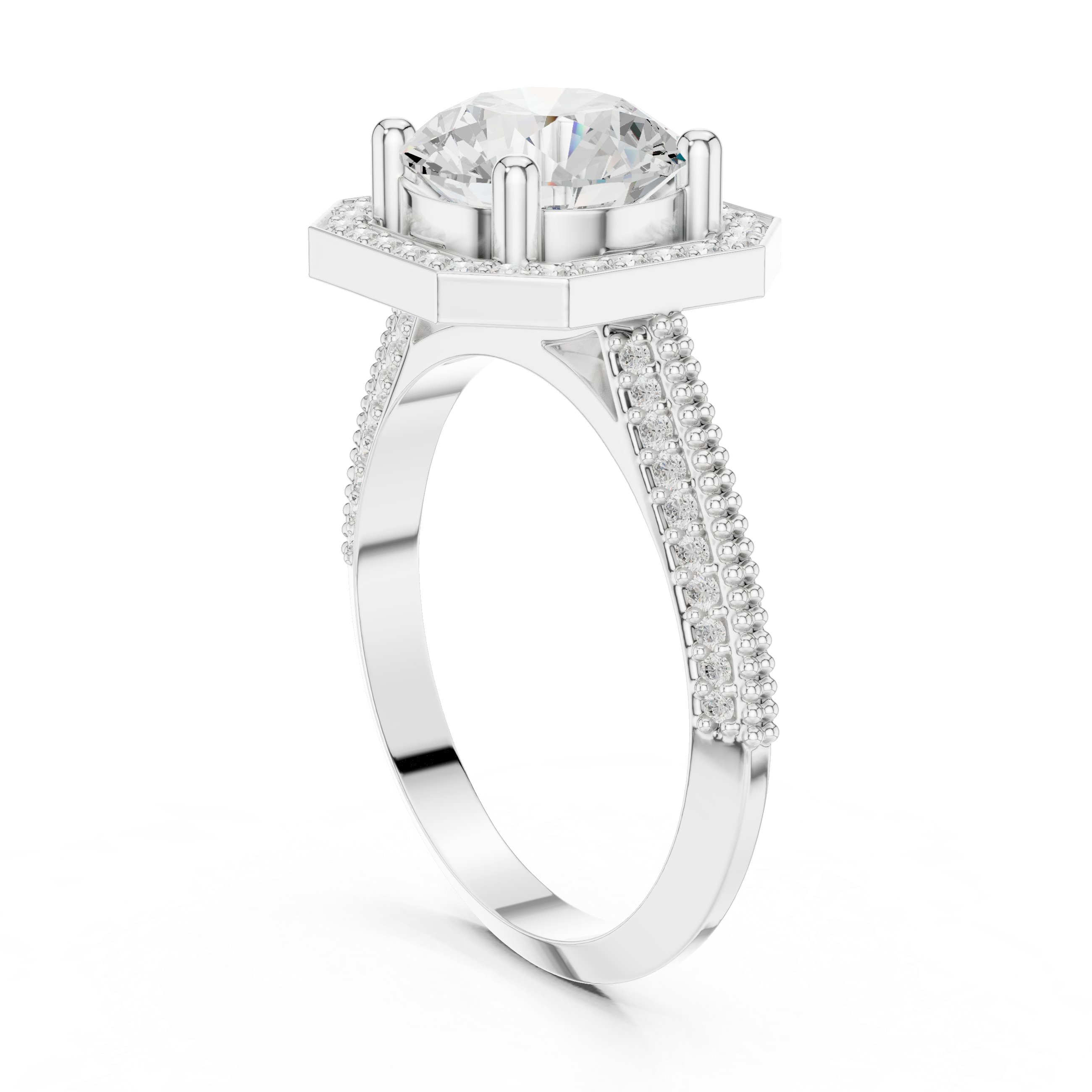 Hexagon Halo Lab-Grown Diamond Engagement Ring in Rose Gold – Kiashaa Jewellery