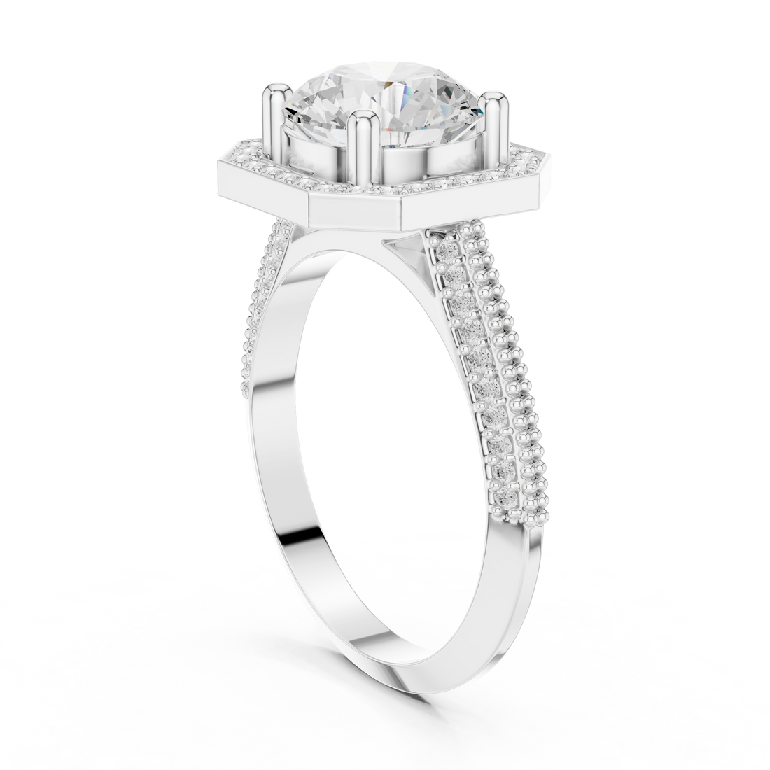 Hexagon Halo Lab-Grown Diamond Engagement Ring in Rose Gold – Kiashaa Jewellery