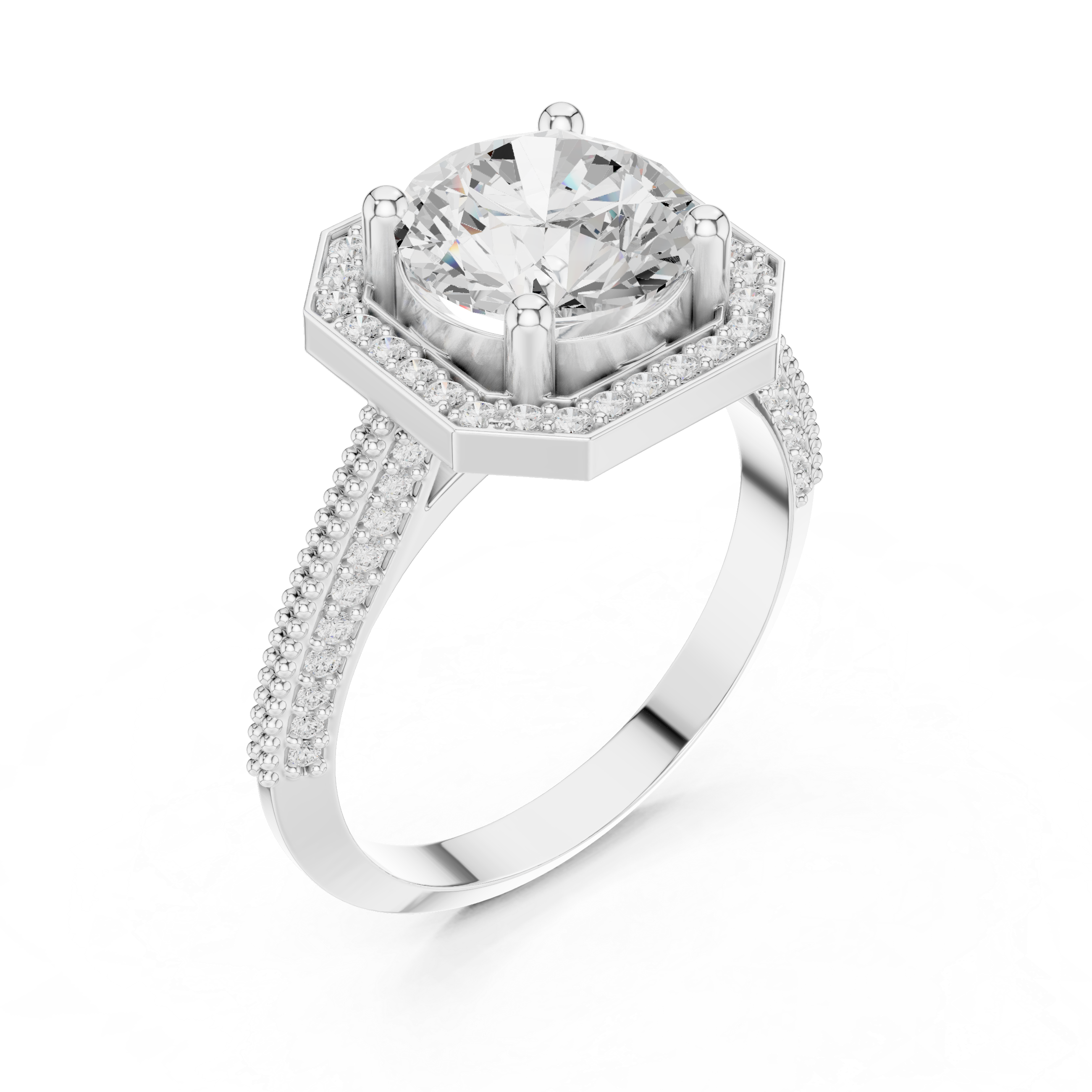 Hexagon Halo Lab-Grown Diamond Engagement Ring in Rose Gold – Kiashaa Jewellery