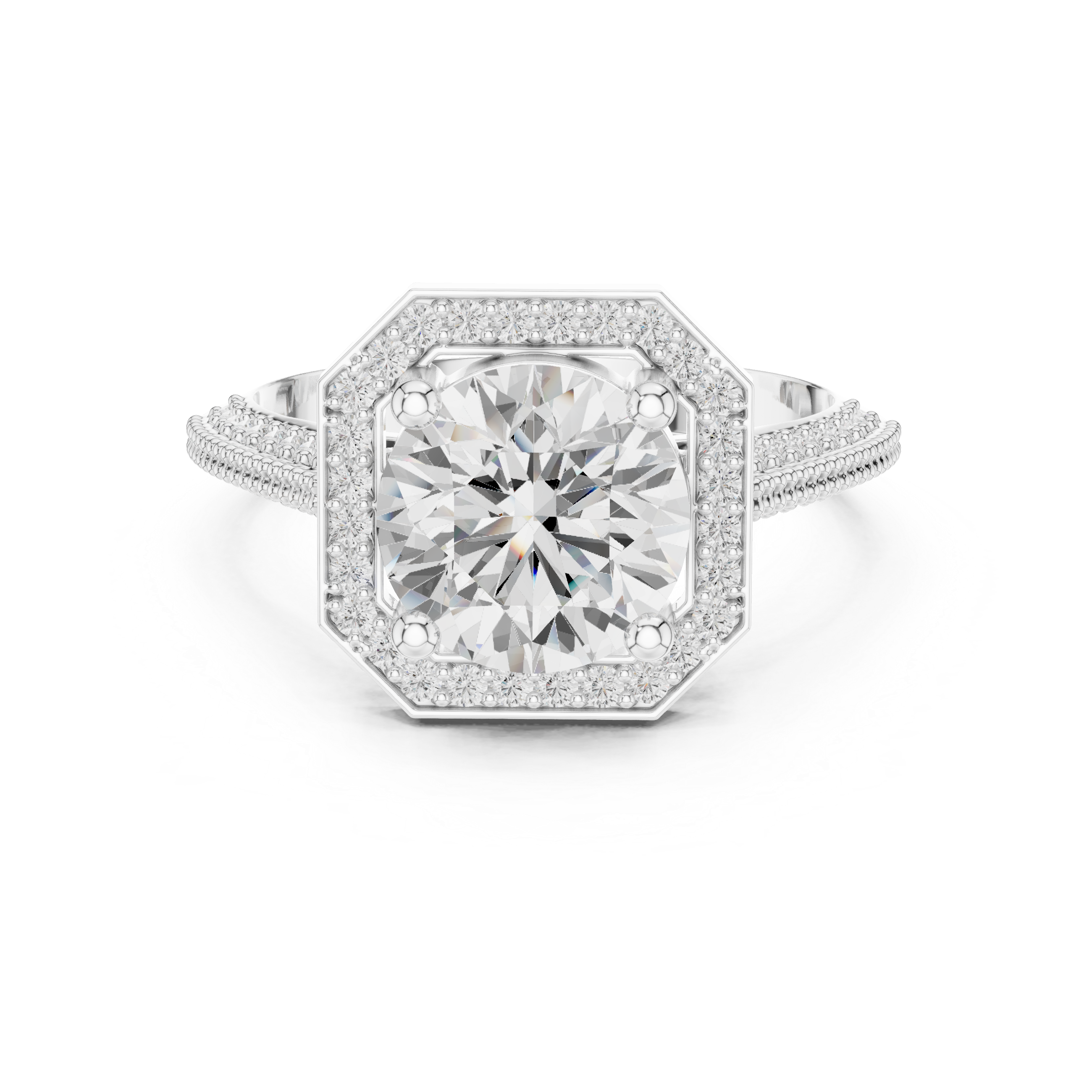 Hexagon Halo Lab-Grown Diamond Engagement Ring in Rose Gold – Kiashaa Jewellery