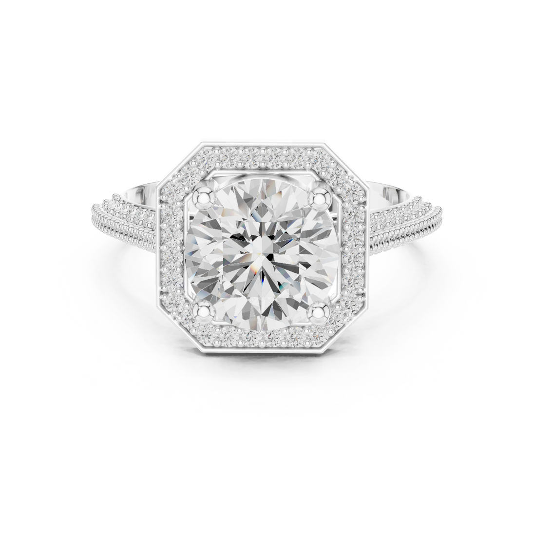 Hexagon Halo Lab-Grown Diamond Engagement Ring in Rose Gold – Kiashaa Jewellery