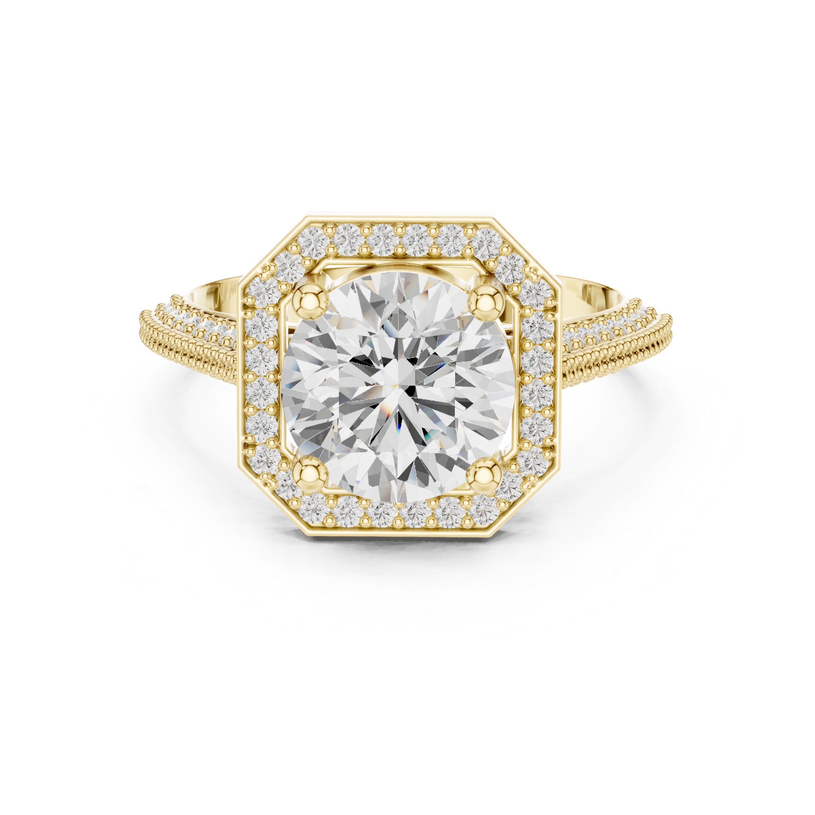 Hexagon Halo Lab-Grown Diamond Engagement Ring in Rose Gold – Kiashaa Jewellery