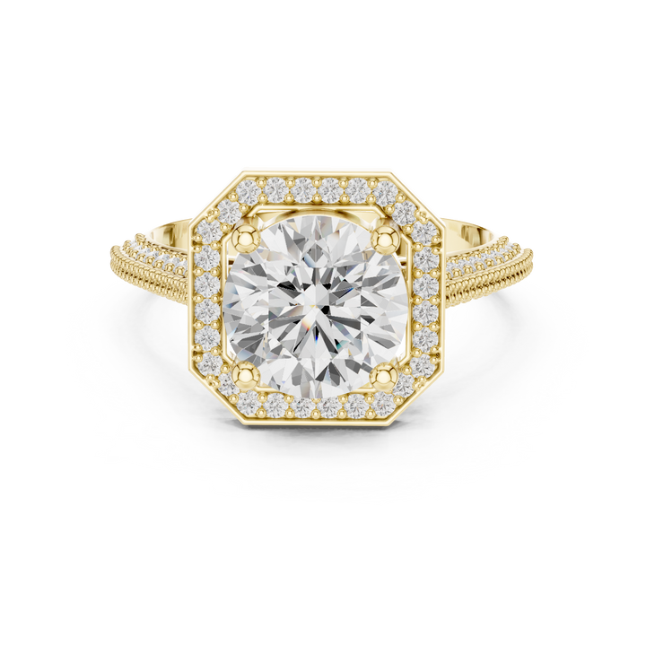 Hexagon Halo Lab-Grown Diamond Engagement Ring in Rose Gold – Kiashaa Jewellery