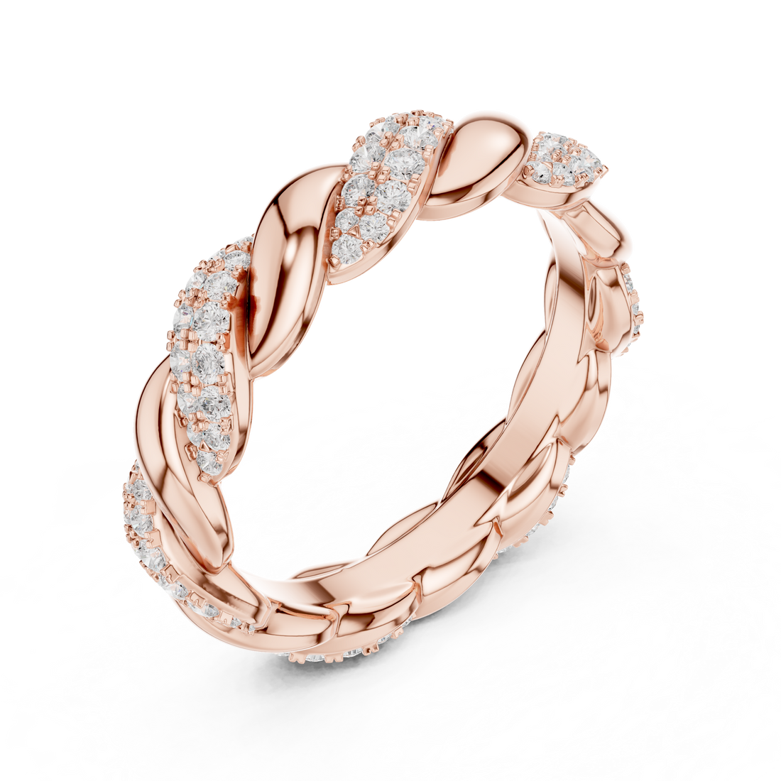 Braided Eternity Lab-Grown Diamond Band in Rose Gold – Kiashaa Jewellery