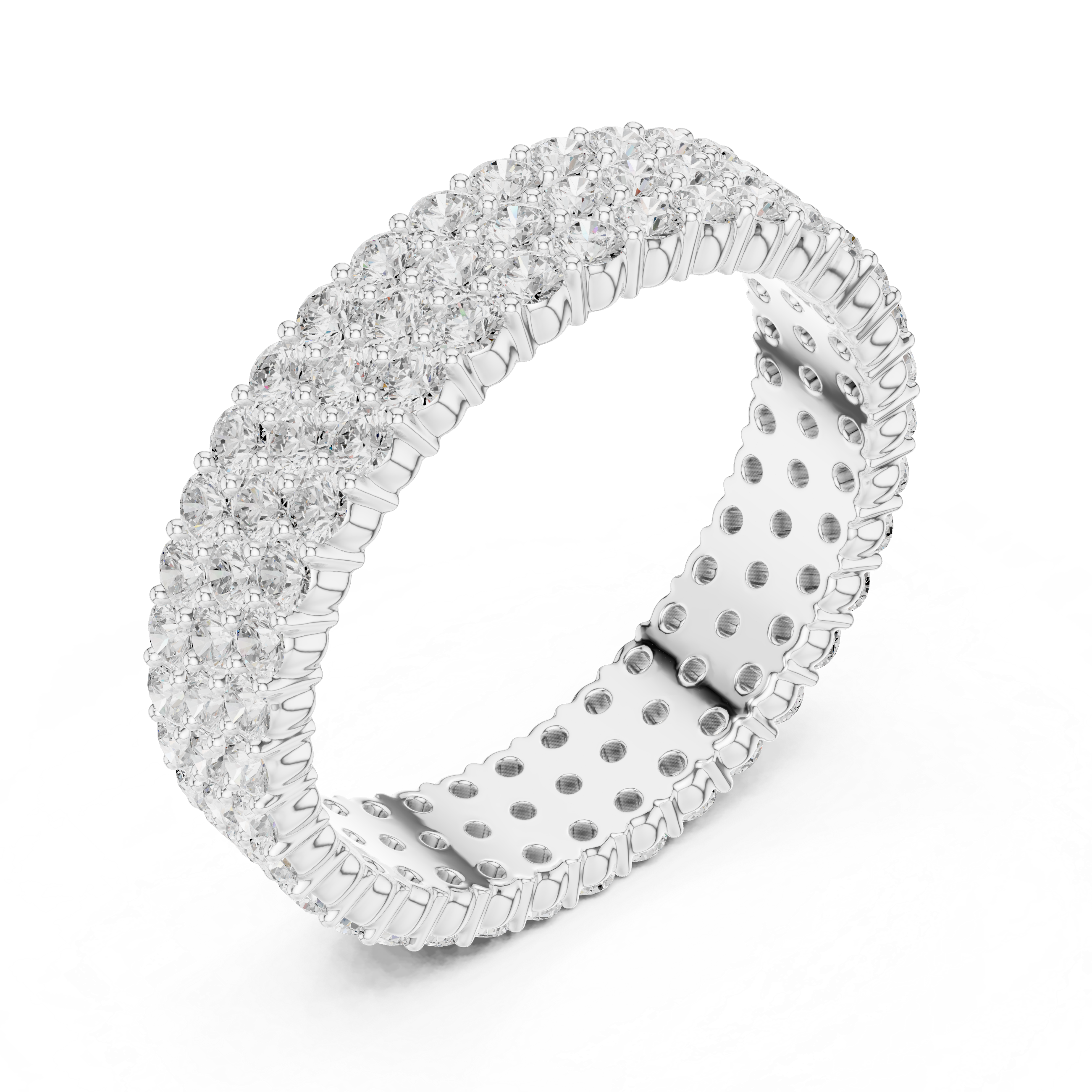 Triple Row Lab-Grown Diamond Eternity Band – Kiashaa Jewellery