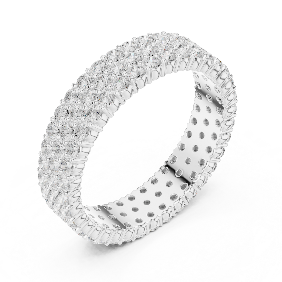 Triple Row Lab-Grown Diamond Eternity Band – Kiashaa Jewellery