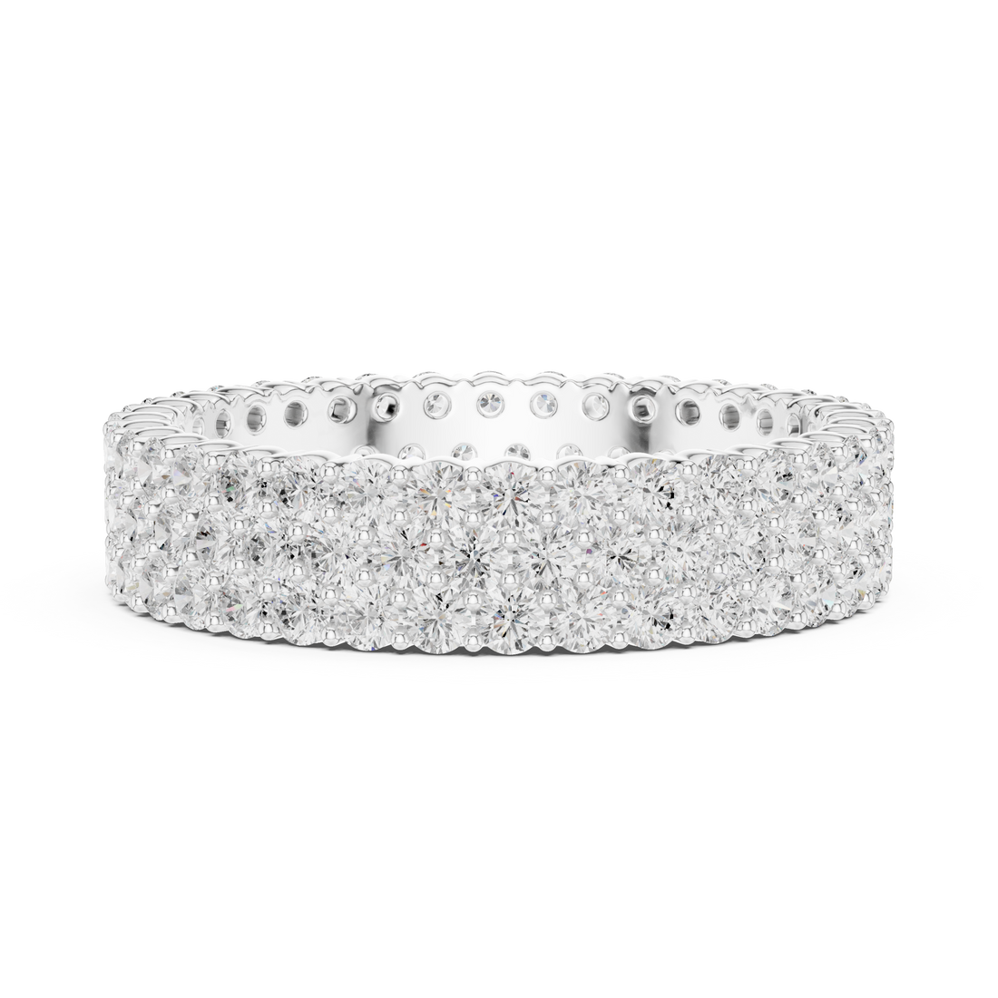 Triple Row Lab-Grown Diamond Eternity Band – Kiashaa Jewellery