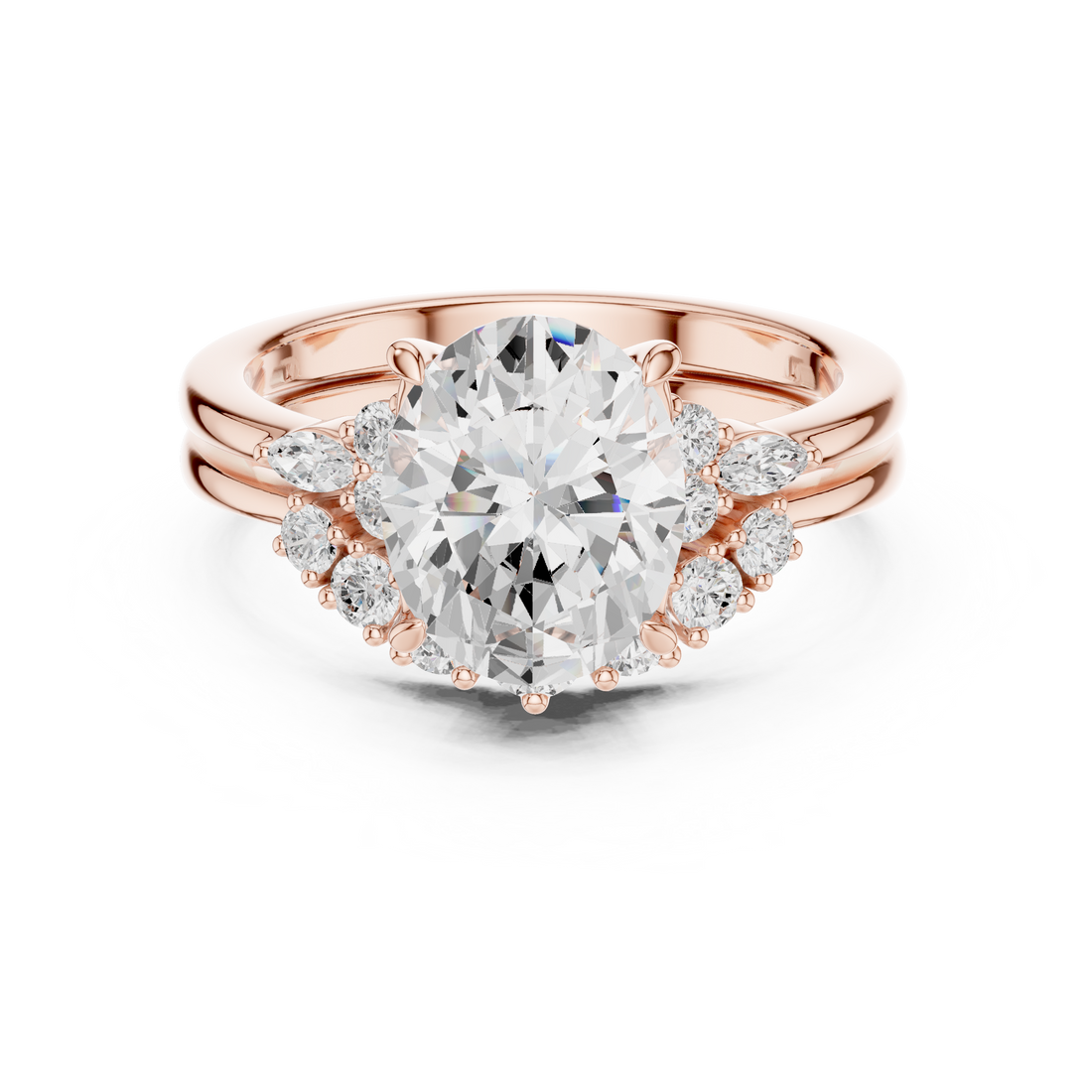 IGI Certified Oval-Cut Lab-Grown Diamond Engagement Ring | 14K & 18K Rose Gold | Kiashaa Jewellery
