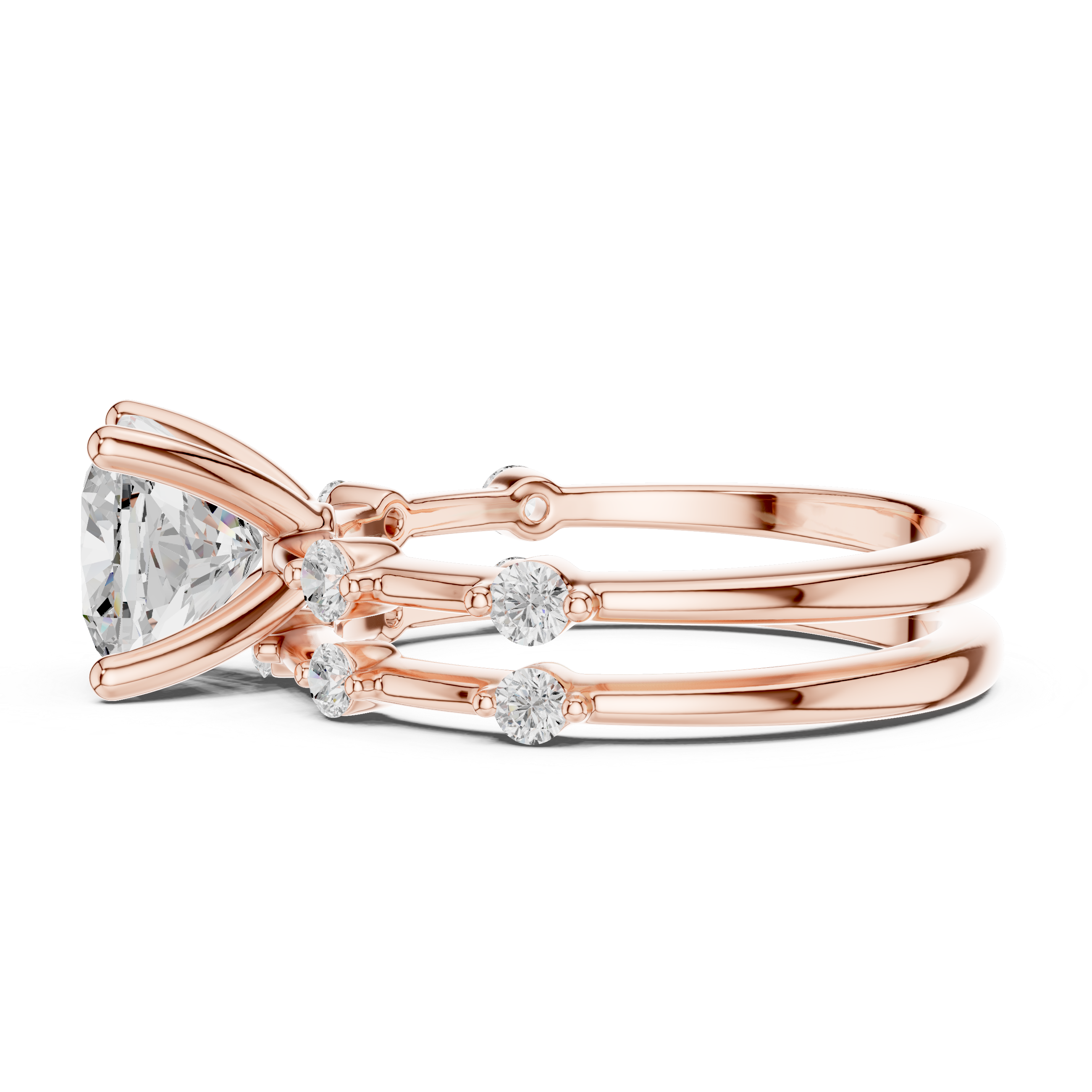 IGI Certified Cushion-Cut Solitaire Lab-Grown Diamond Ring with Side Diamonds | 14K & 18K Rose Gold | Kiashaa Jewellery