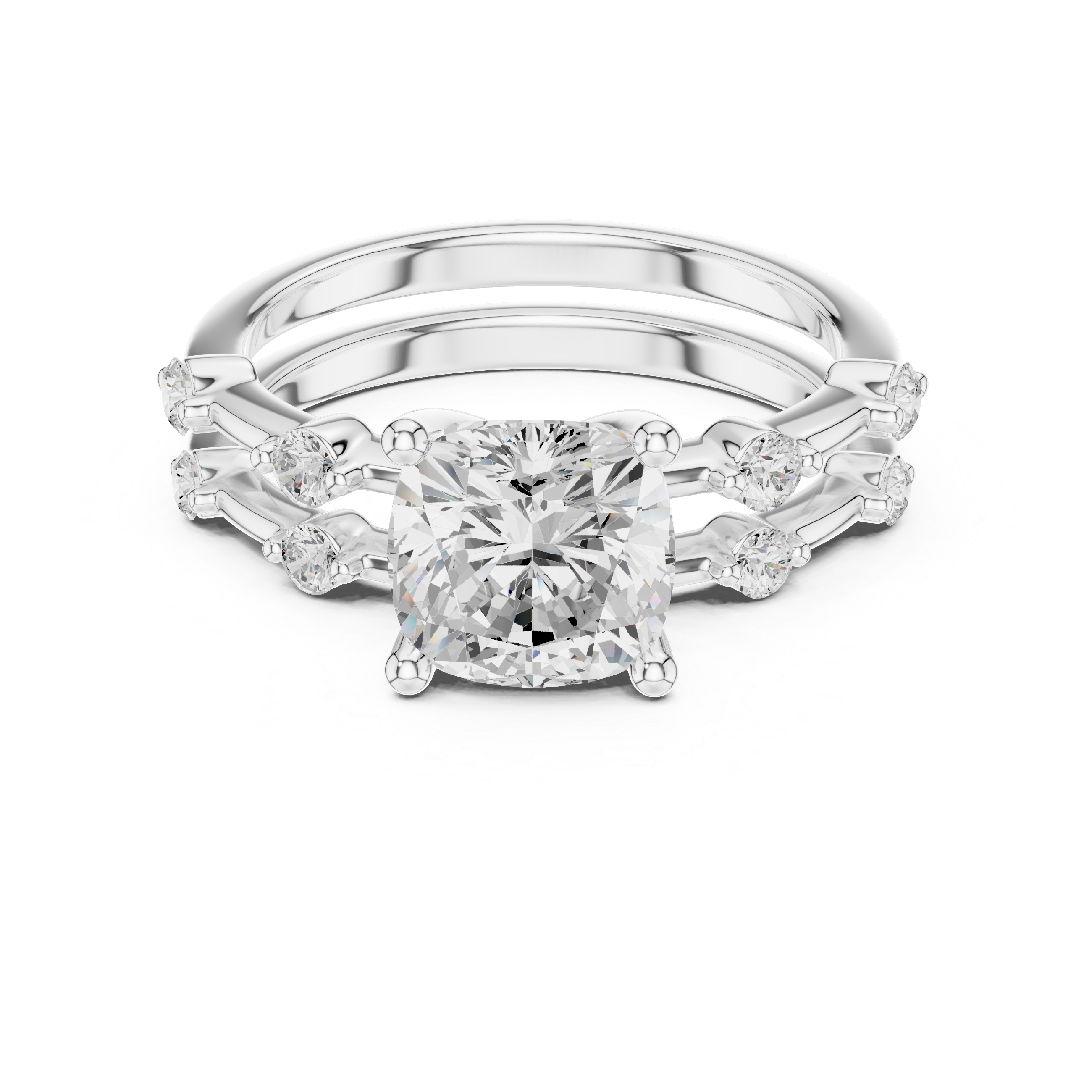 IGI Certified Cushion-Cut Solitaire Lab-Grown Diamond Ring with Side Diamonds | 14K & 18K Rose Gold | Kiashaa Jewellery