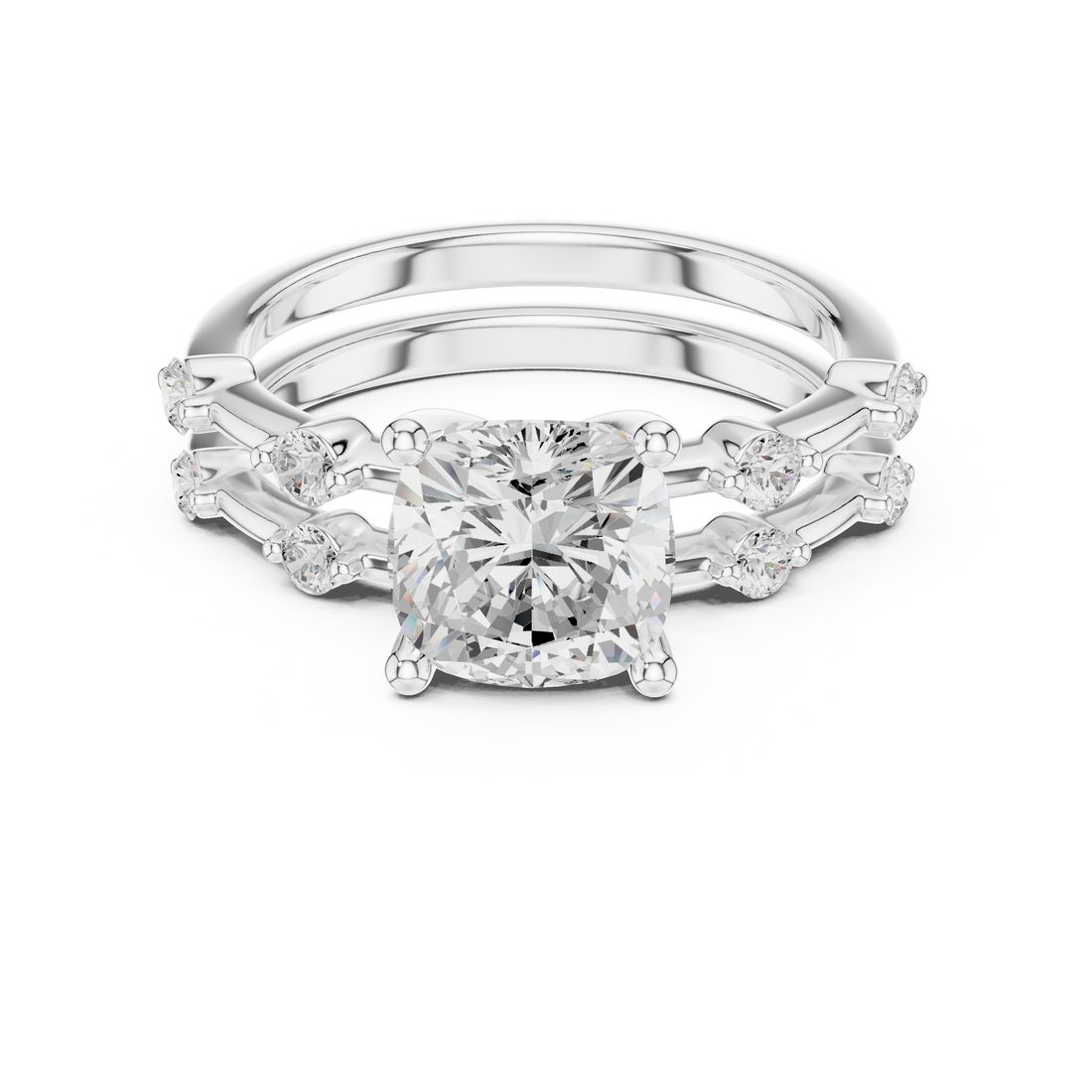 IGI Certified Cushion-Cut Solitaire Lab-Grown Diamond Ring with Side Diamonds | 14K & 18K Rose Gold | Kiashaa Jewellery