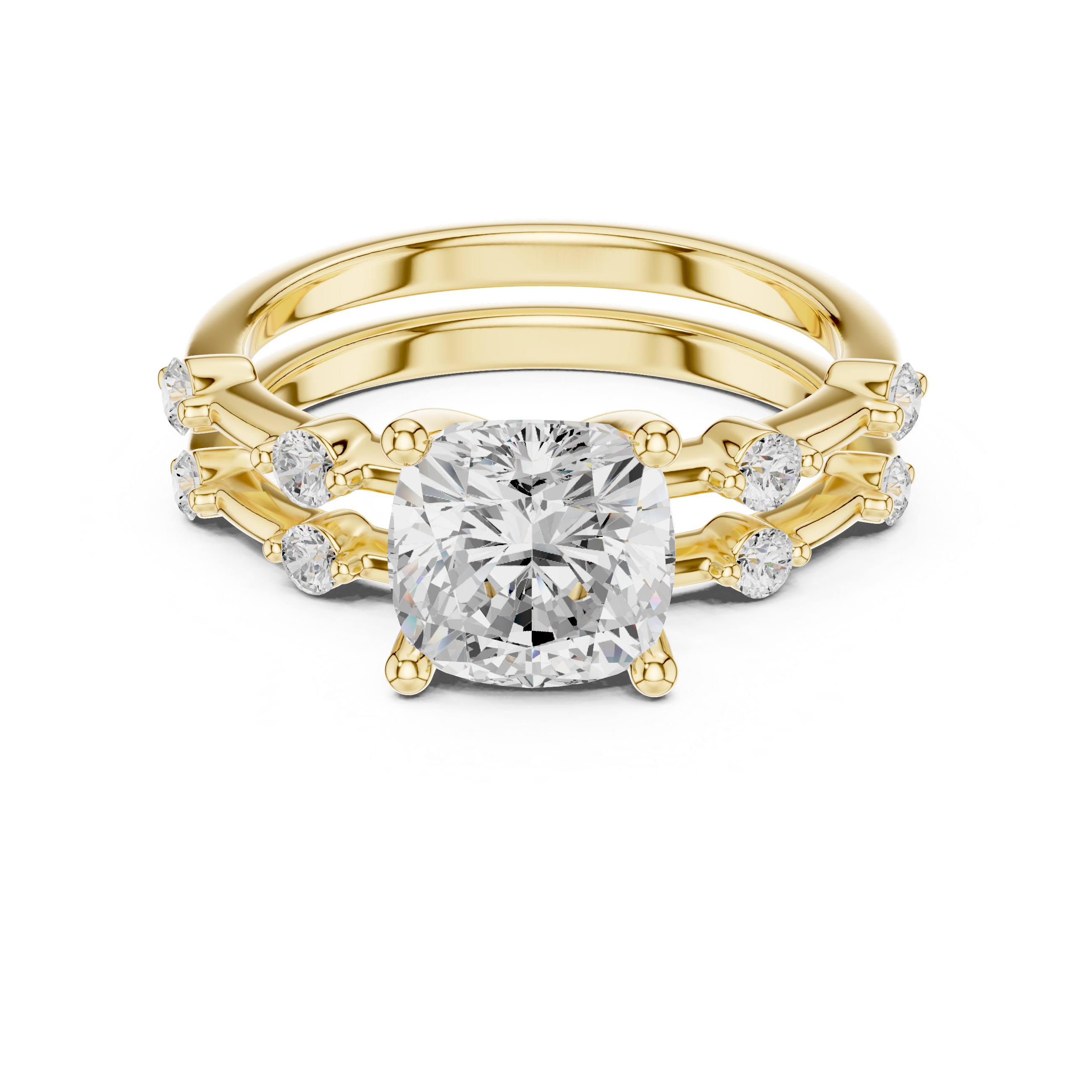 IGI Certified Cushion-Cut Solitaire Lab-Grown Diamond Ring with Side Diamonds | 14K & 18K Rose Gold | Kiashaa Jewellery