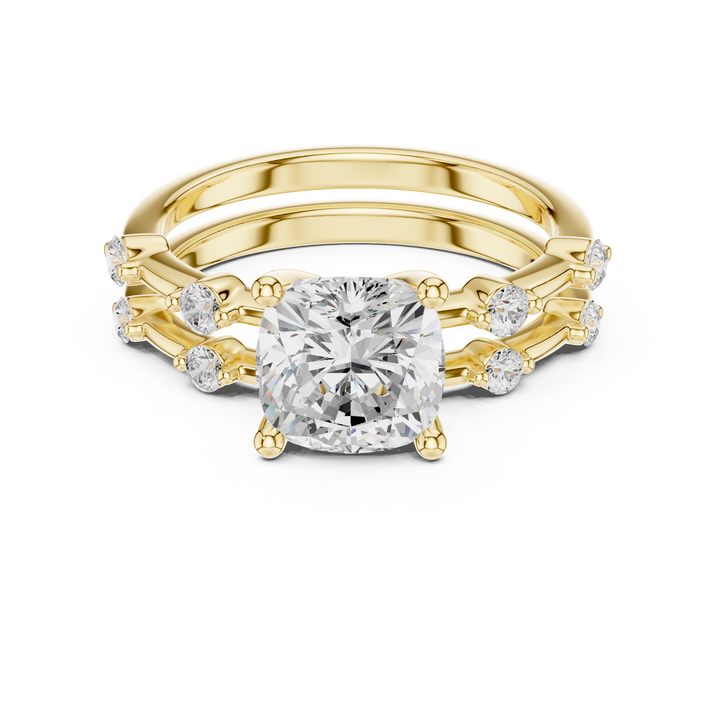 IGI Certified Cushion-Cut Solitaire Lab-Grown Diamond Ring with Side Diamonds | 14K & 18K Rose Gold | Kiashaa Jewellery