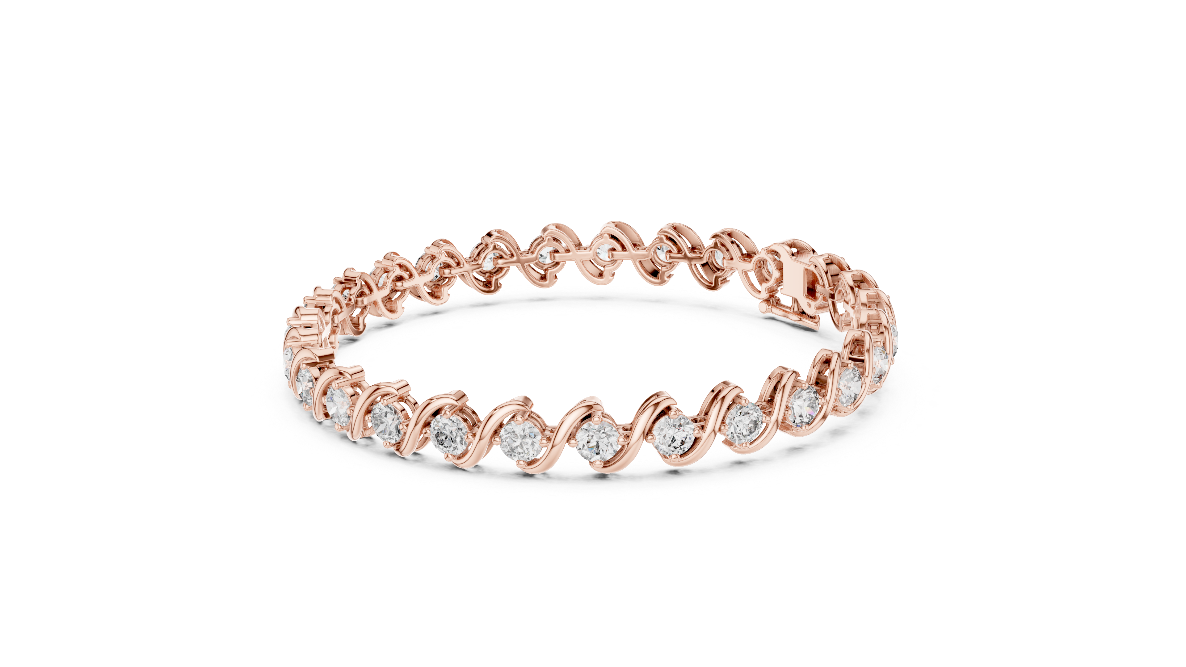 Elegant Wave Design Lab-Grown Diamond Bracelet in Rose Gold