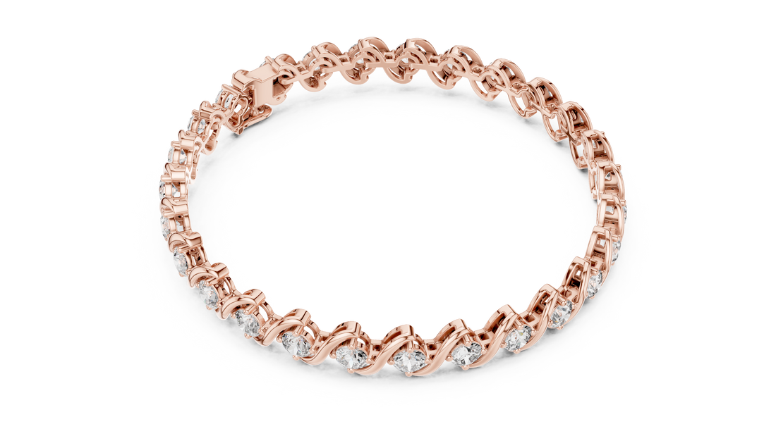 Elegant Wave Design Lab-Grown Diamond Bracelet in Rose Gold