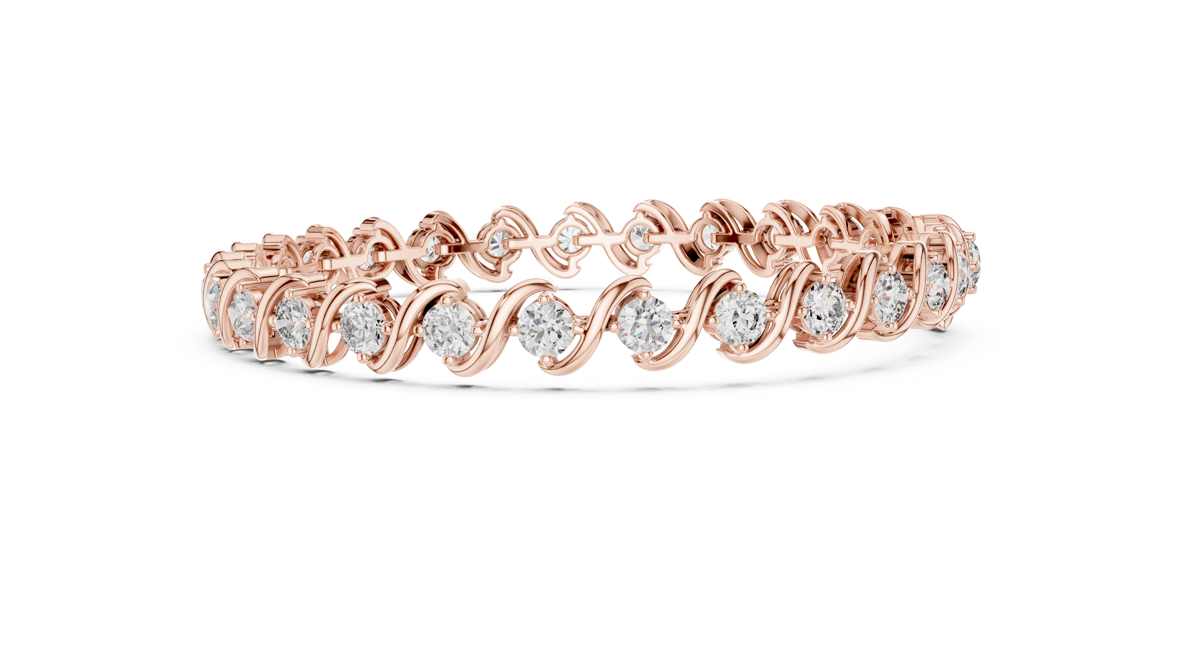 Elegant Wave Design Lab-Grown Diamond Bracelet in Rose Gold