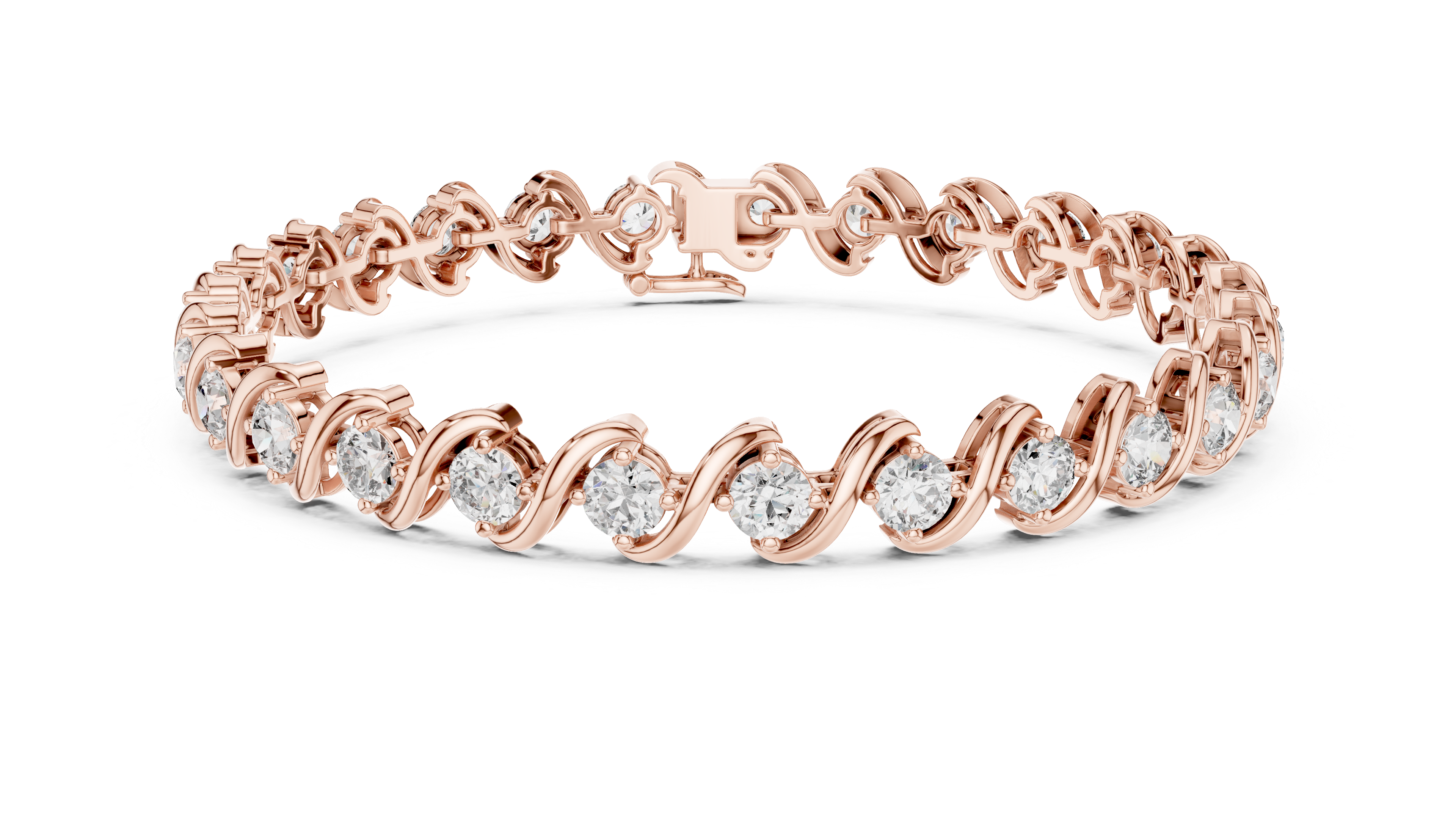 Elegant Wave Design Lab-Grown Diamond Bracelet in Rose Gold