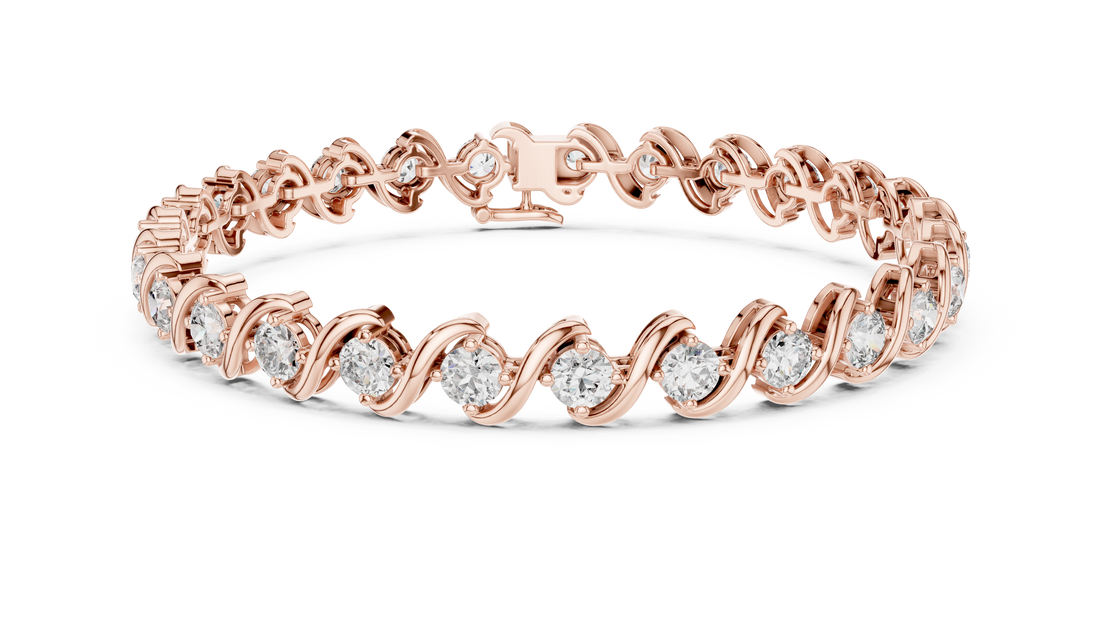 Elegant Wave Design Lab-Grown Diamond Bracelet in Rose Gold