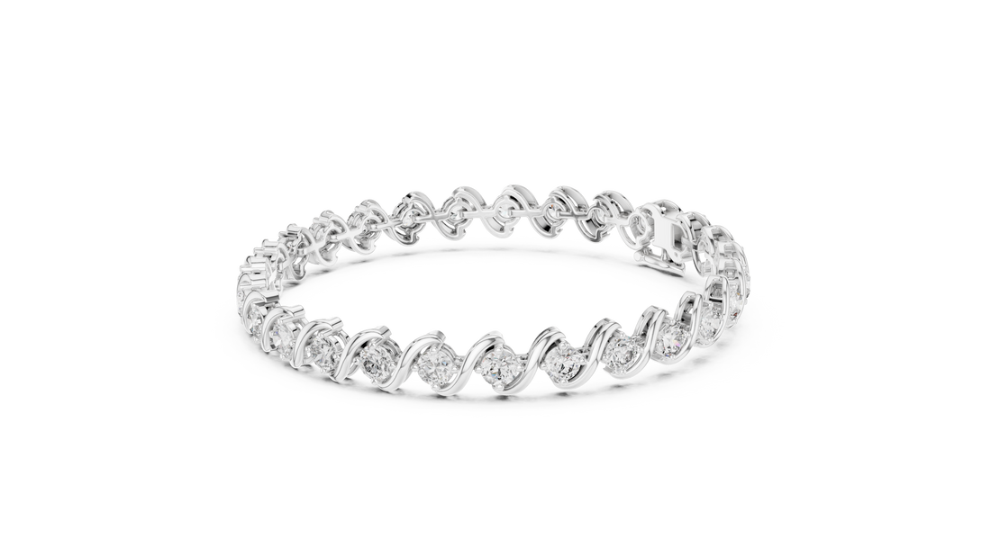 Elegant Wave Design Lab-Grown Diamond Bracelet in Rose Gold