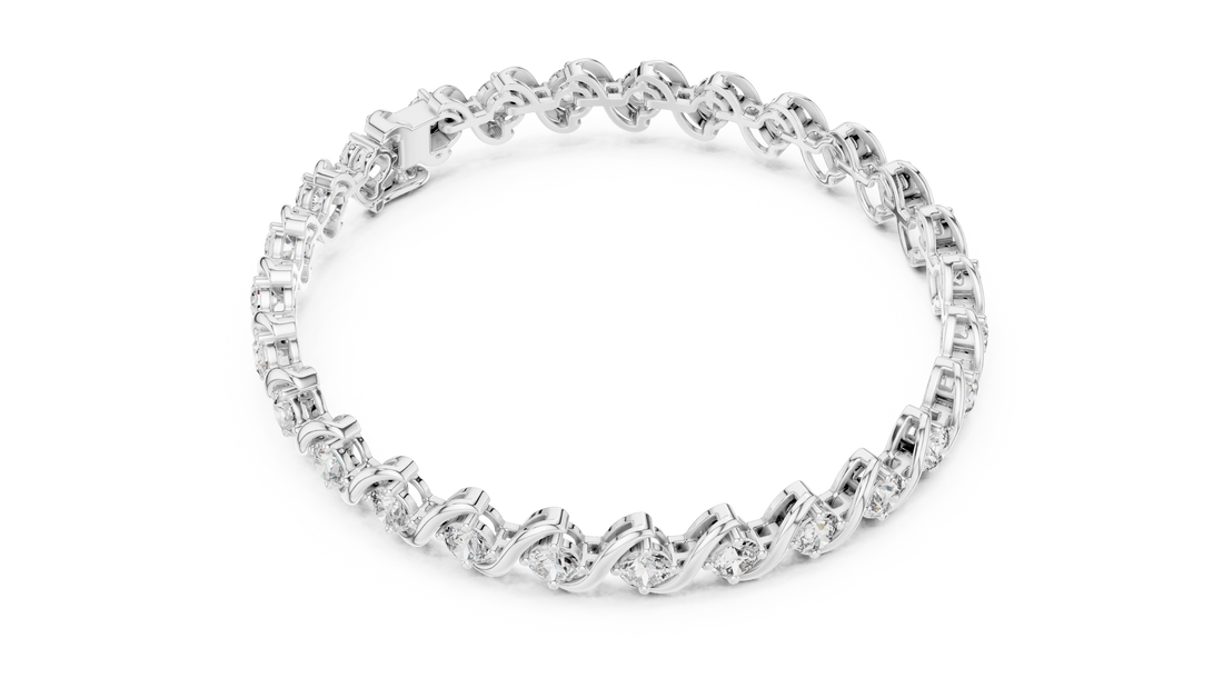 Elegant Wave Design Lab-Grown Diamond Bracelet in Rose Gold