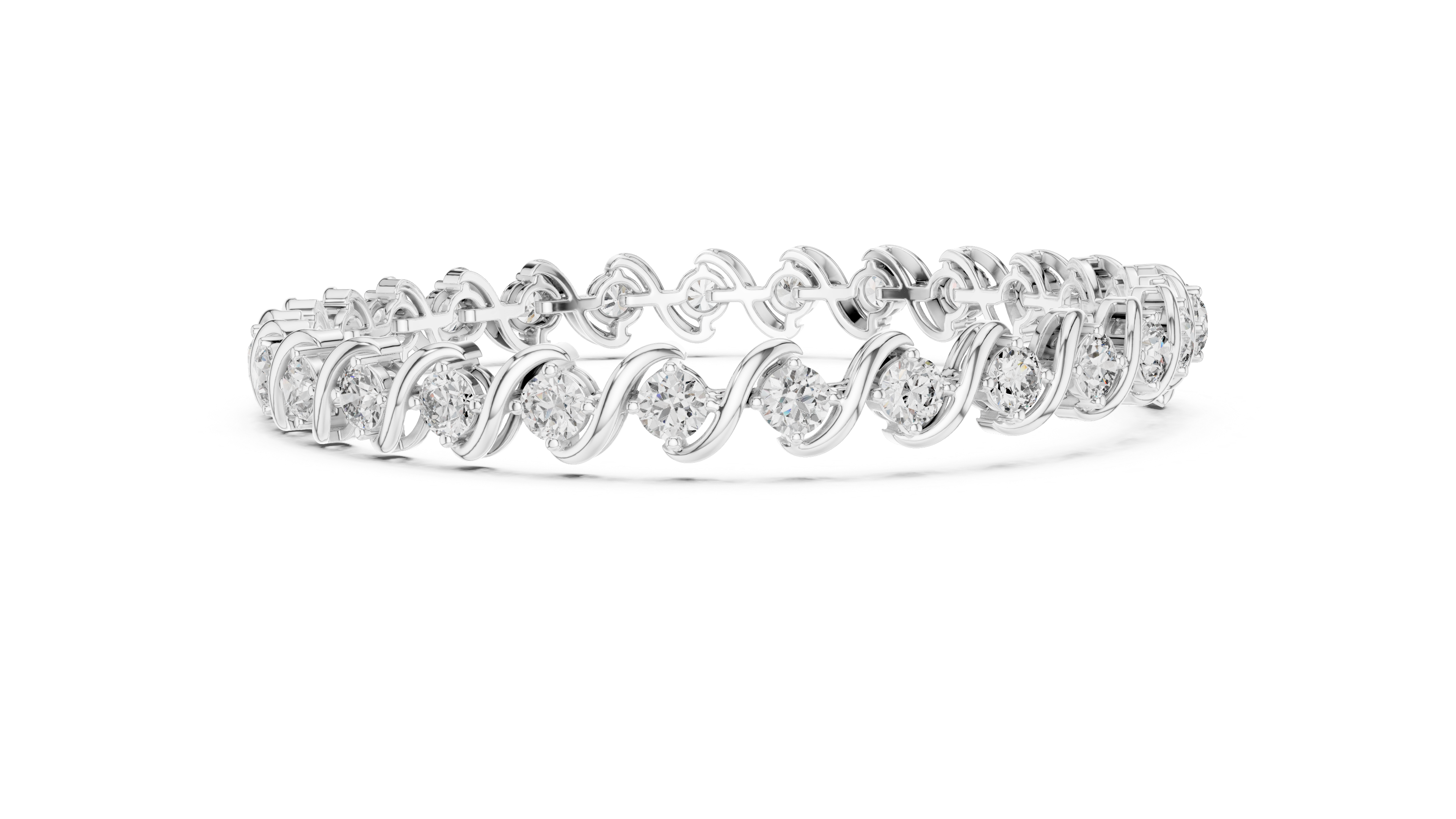 Elegant Wave Design Lab-Grown Diamond Bracelet in Rose Gold