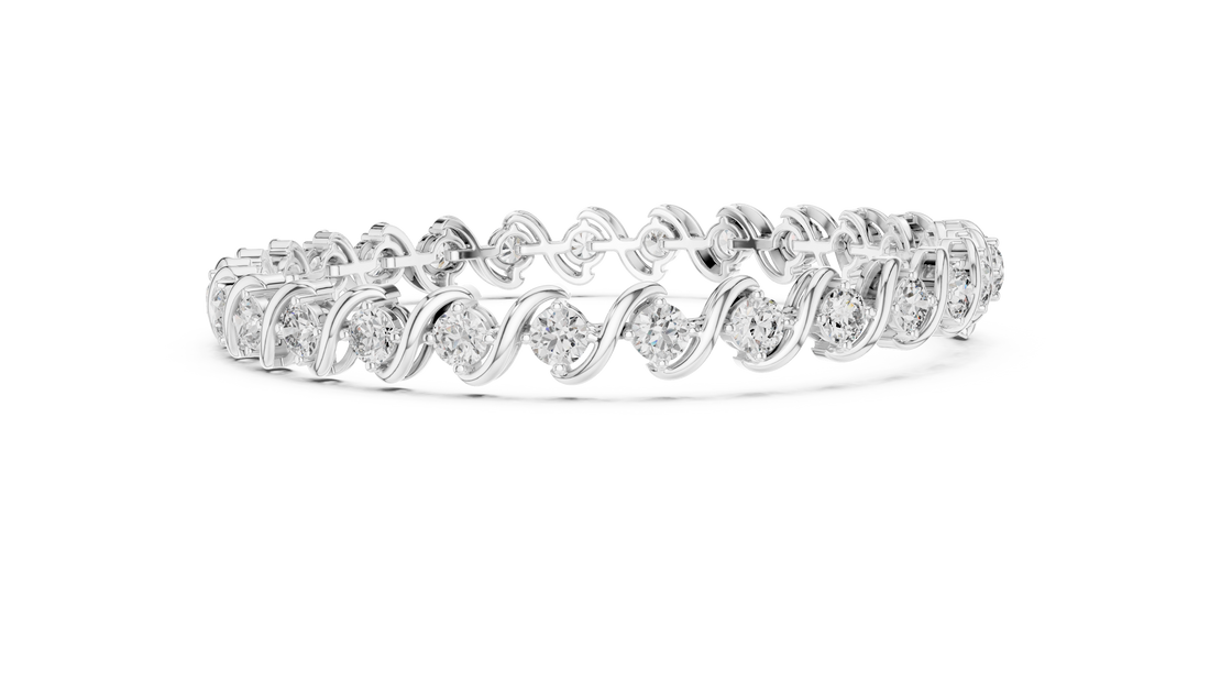 Elegant Wave Design Lab-Grown Diamond Bracelet in Rose Gold
