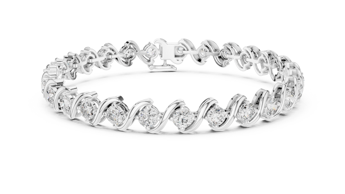Elegant Wave Design Lab-Grown Diamond Bracelet in Rose Gold