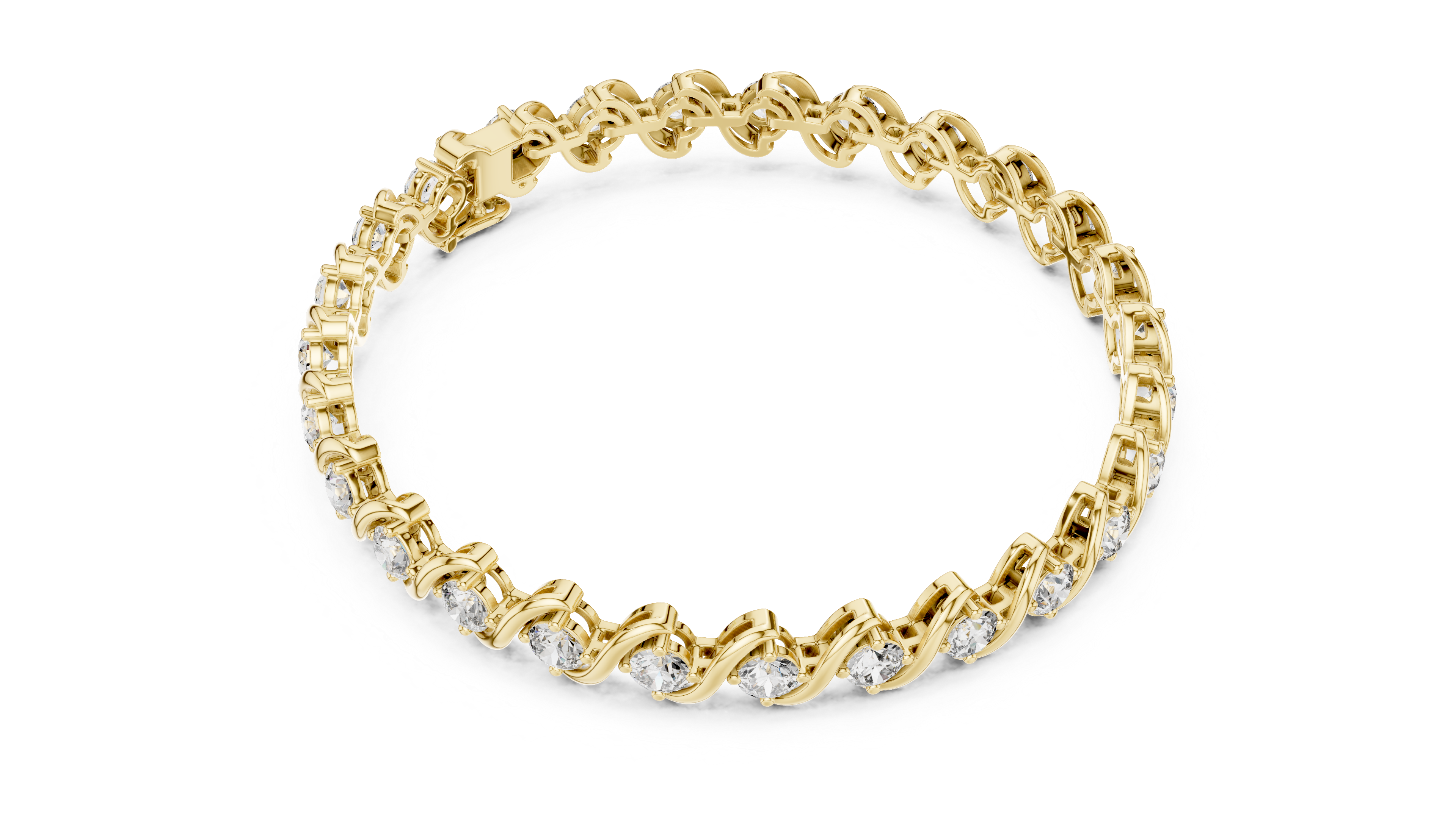 Elegant Wave Design Lab-Grown Diamond Bracelet in Rose Gold