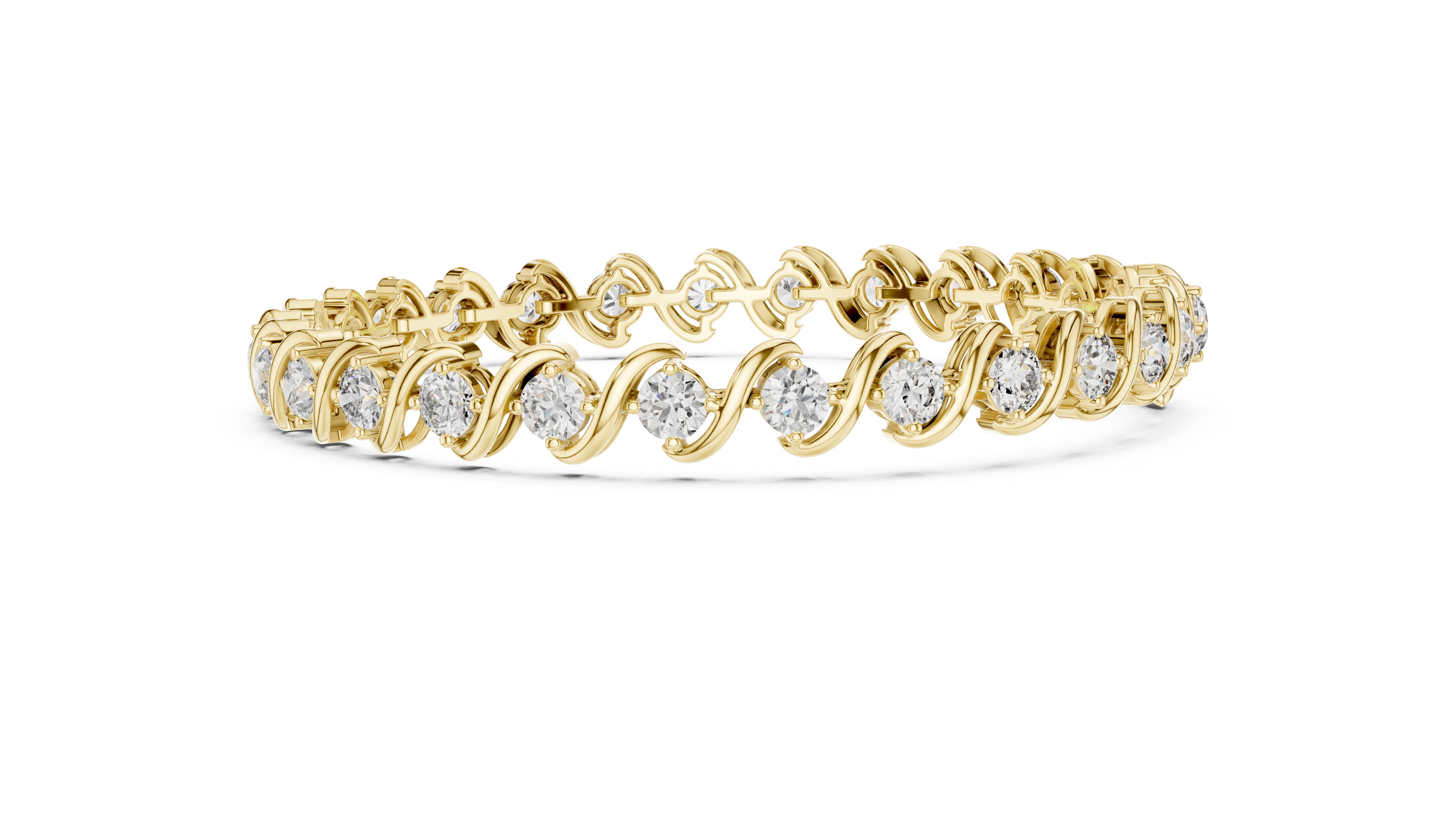 Elegant Wave Design Lab-Grown Diamond Bracelet in Rose Gold