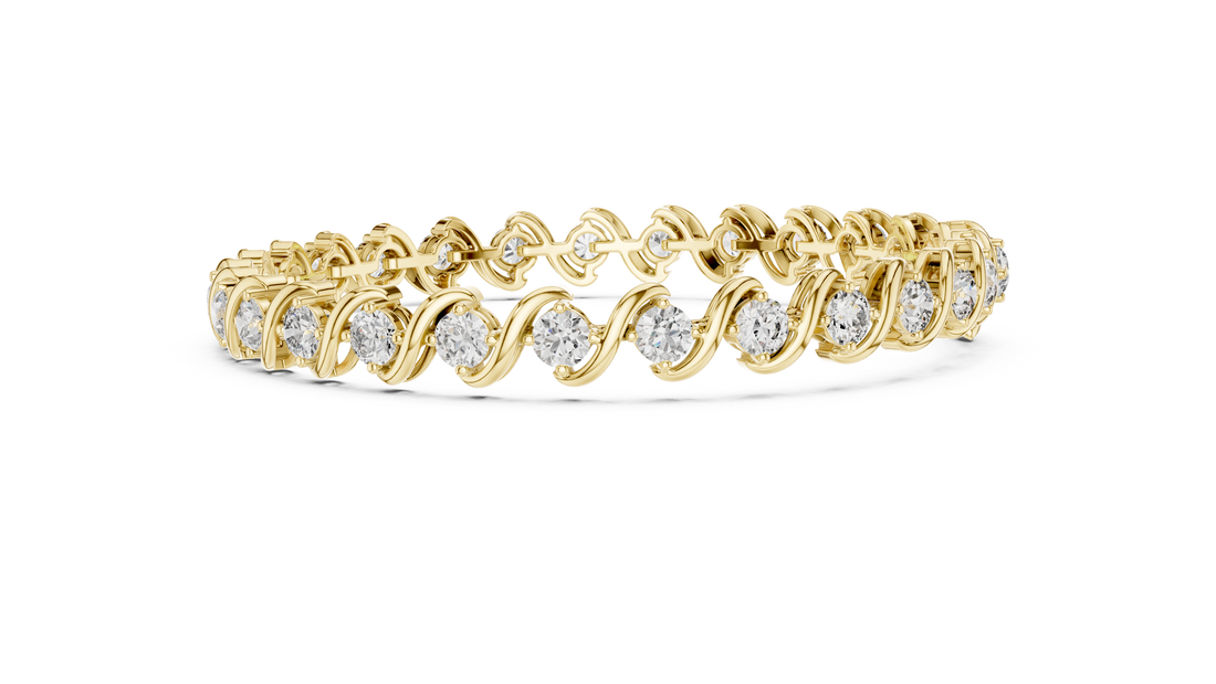 Elegant Wave Design Lab-Grown Diamond Bracelet in Rose Gold