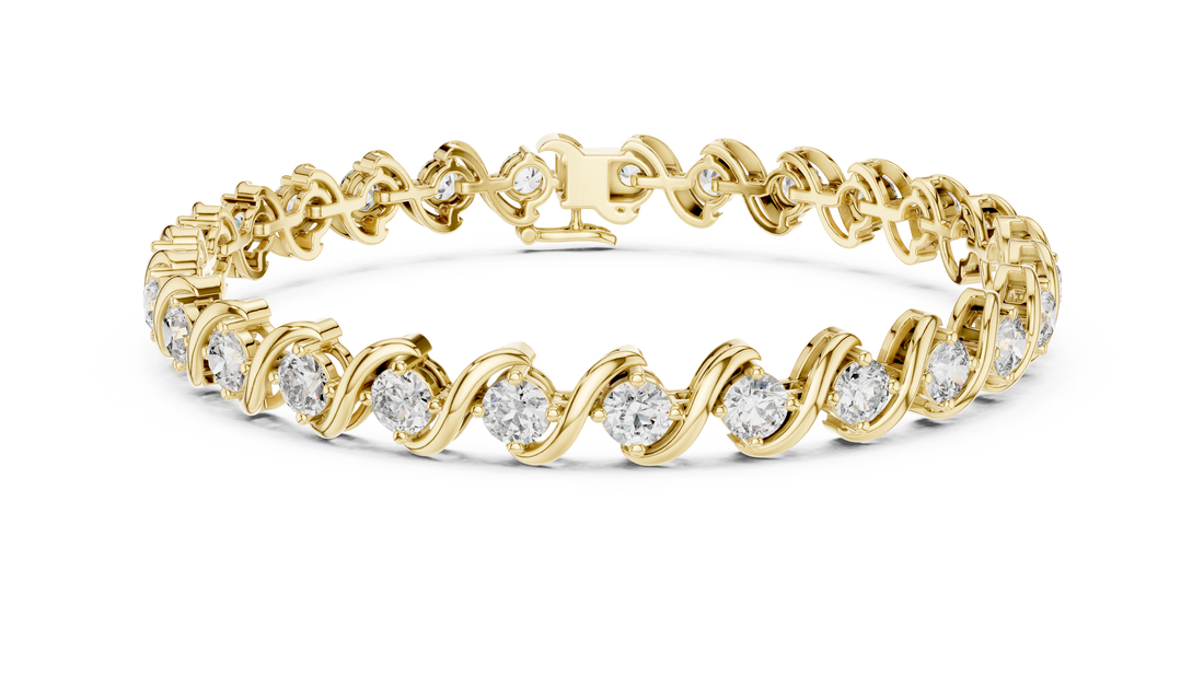 Elegant Wave Design Lab-Grown Diamond Bracelet in Rose Gold