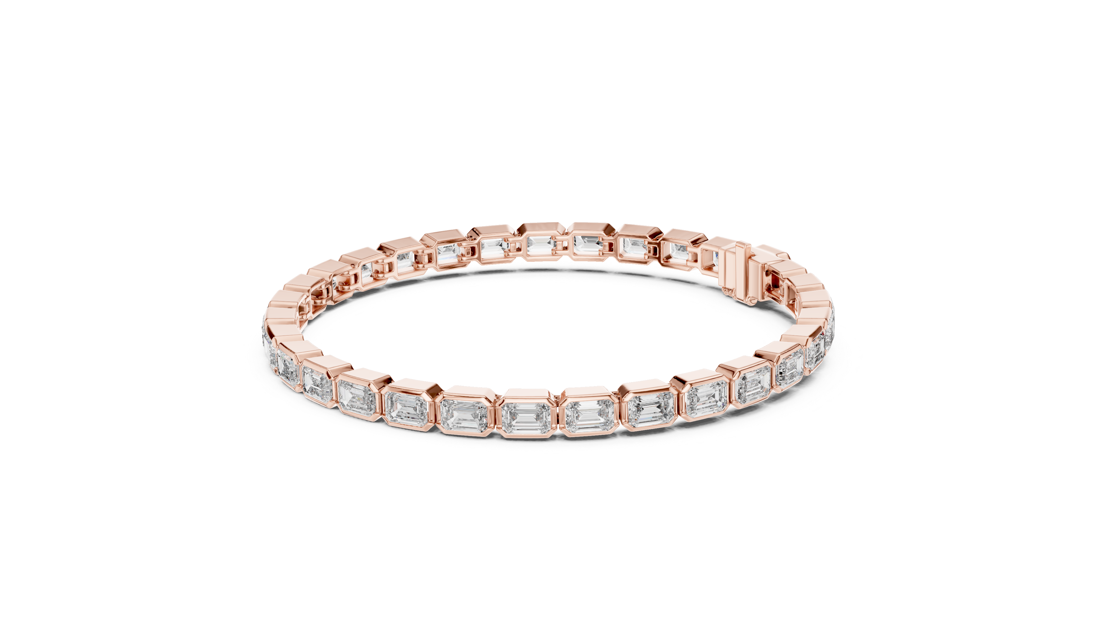Elegant Emerald-Cut Lab-Grown Diamond Bracelet in 14K/18K Rose Gold