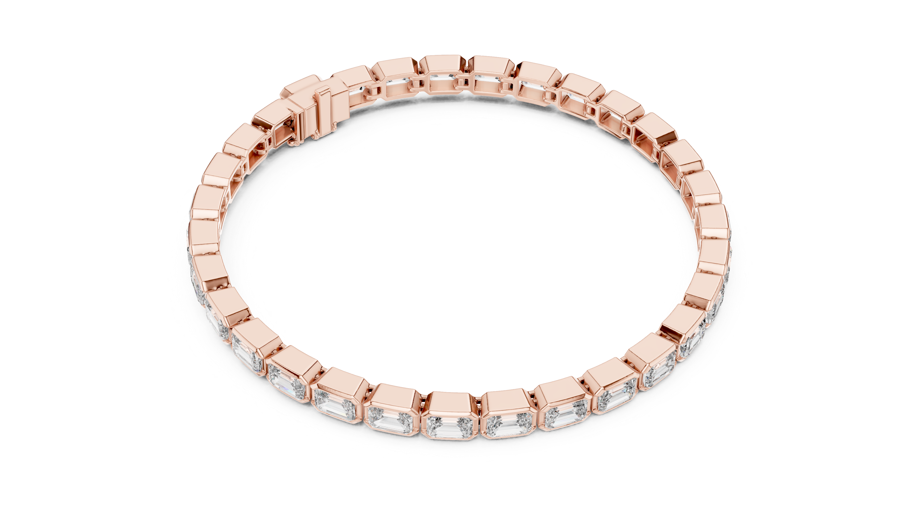 Elegant Emerald-Cut Lab-Grown Diamond Bracelet in 14K/18K Rose Gold