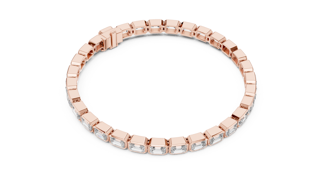 Elegant Emerald-Cut Lab-Grown Diamond Bracelet in 14K/18K Rose Gold