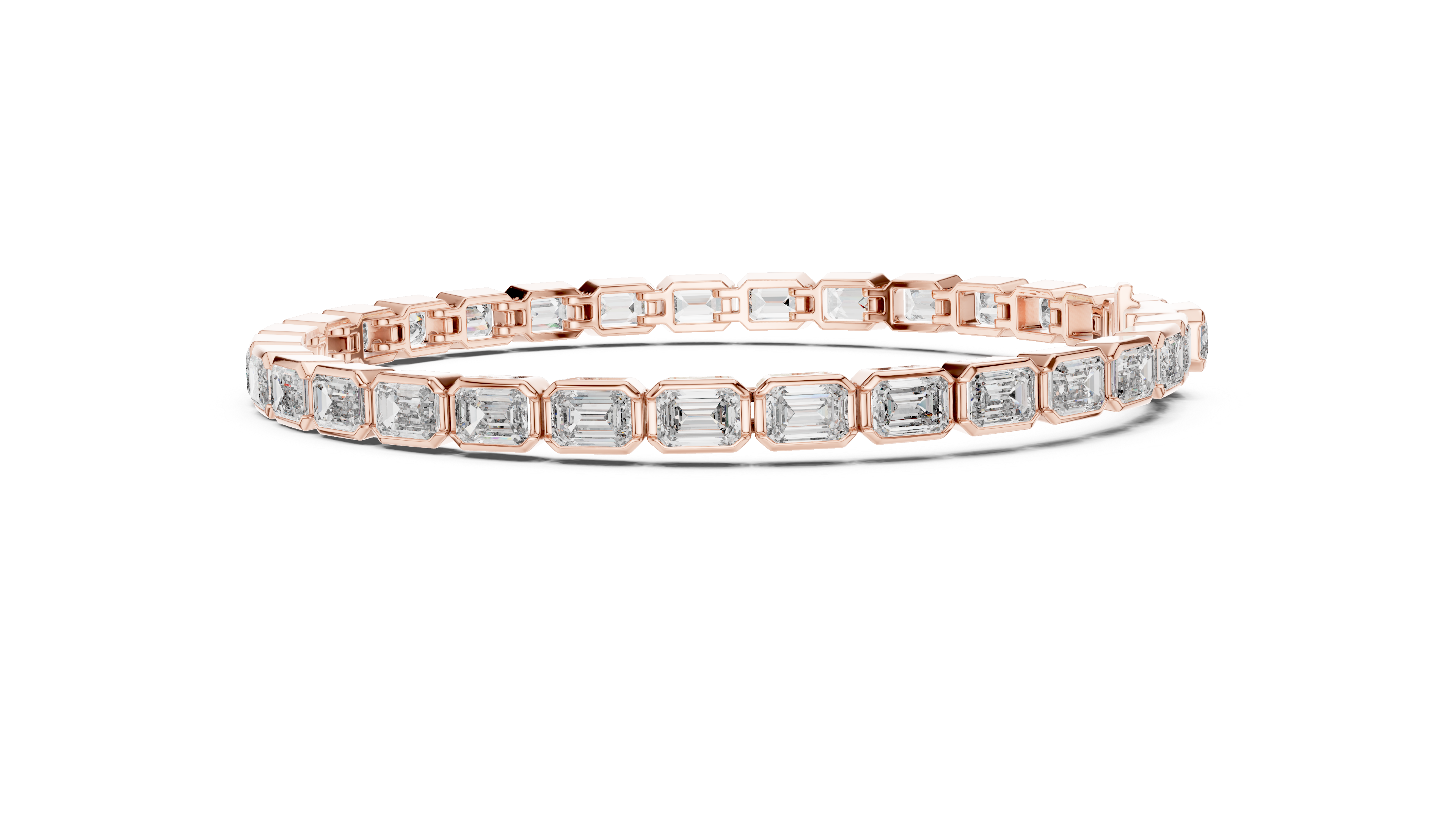 Elegant Emerald-Cut Lab-Grown Diamond Bracelet in 14K/18K Rose Gold