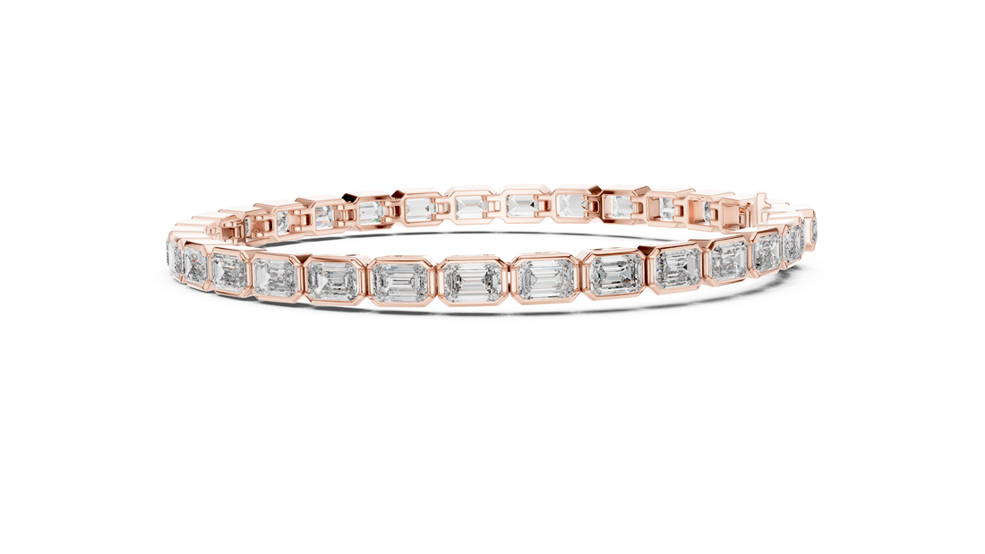 Elegant Emerald-Cut Lab-Grown Diamond Bracelet in 14K/18K Rose Gold
