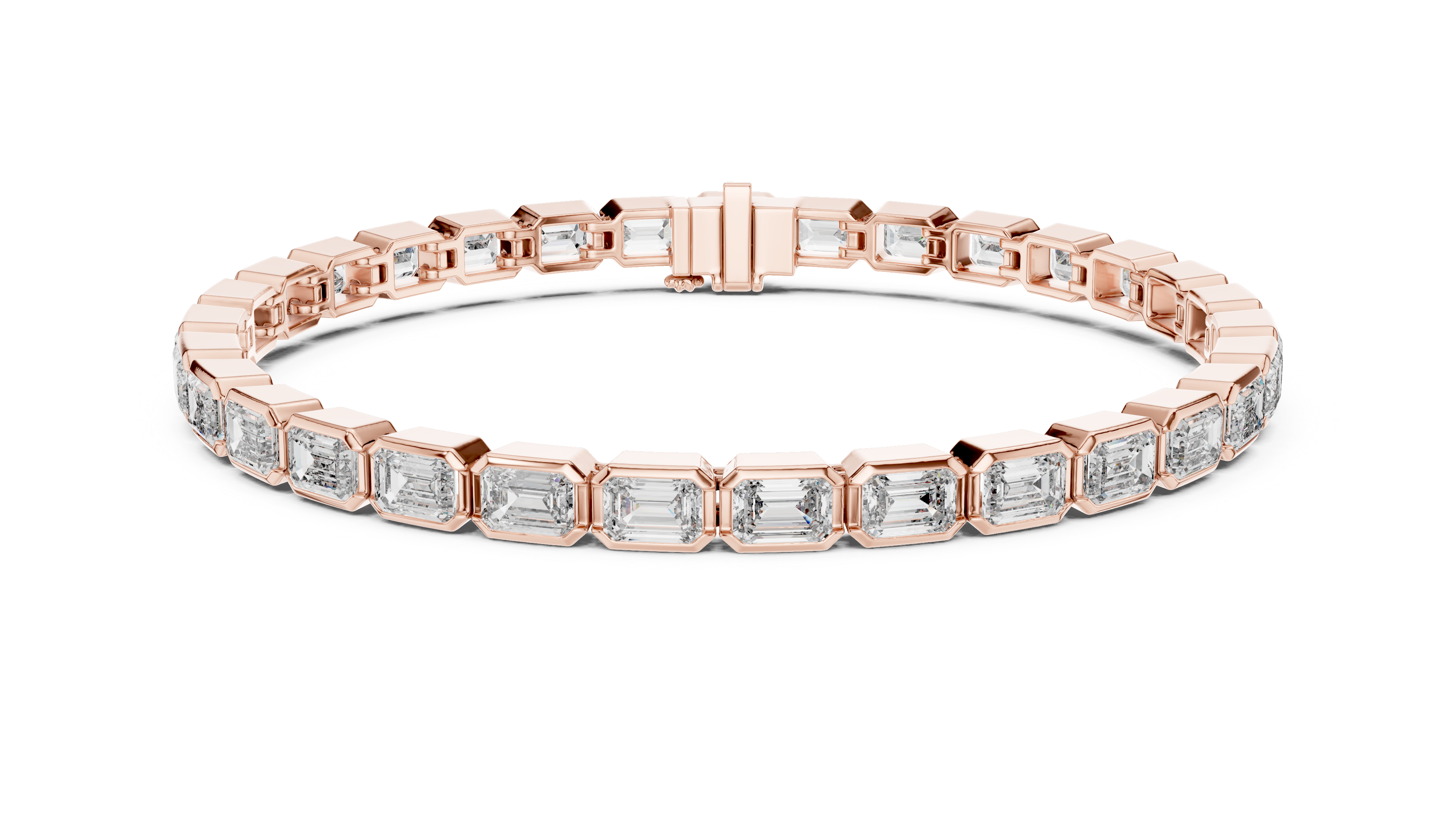 Elegant Emerald-Cut Lab-Grown Diamond Bracelet in 14K/18K Rose Gold