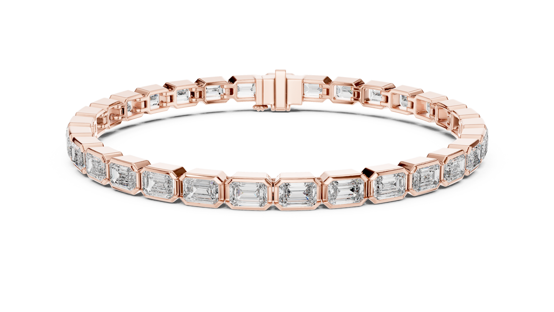 Elegant Emerald-Cut Lab-Grown Diamond Bracelet in 14K/18K Rose Gold