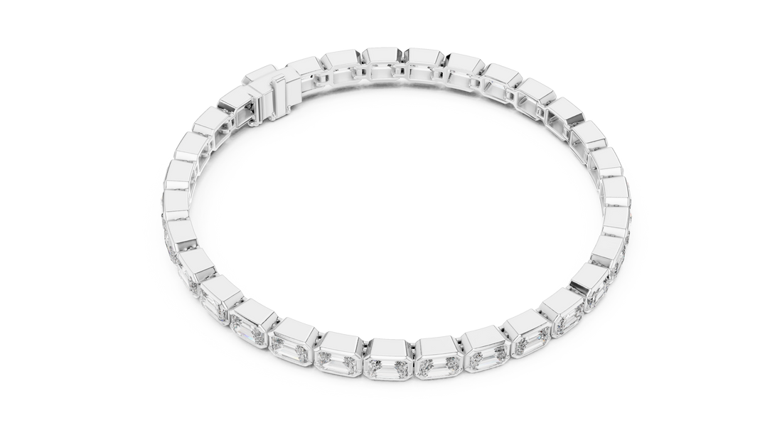 Elegant Emerald-Cut Lab-Grown Diamond Bracelet in 14K/18K Rose Gold