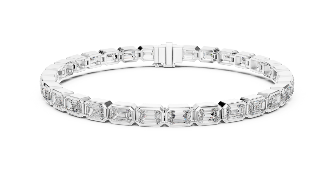 Elegant Emerald-Cut Lab-Grown Diamond Bracelet in 14K/18K Rose Gold